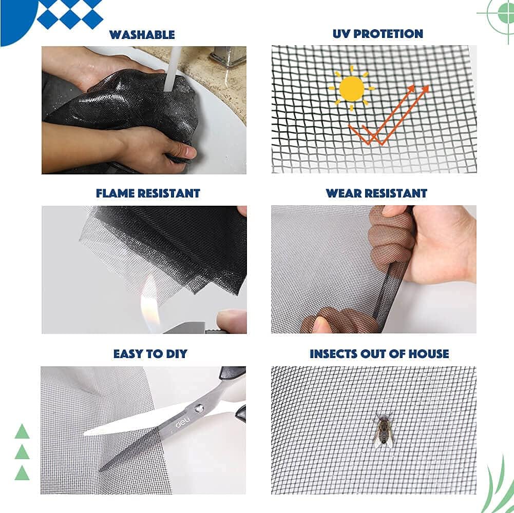 Window Screen Repair Kit - 59" x 106" Screen Door Replacement Fiberglass Screen Mesh with All Screen Tools for Sliding Door and Patio Screen Door Replacement, TOOLTRIZ