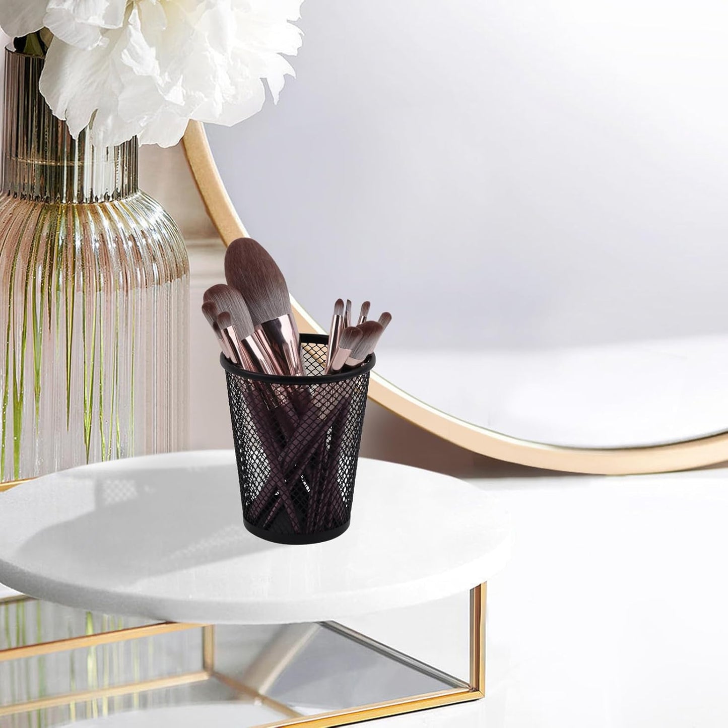 Desk Pencil Pen Holder, Wire Mesh Pen Cup Holder for Desk Organizer and Office Desk Accessories (6 Pack)