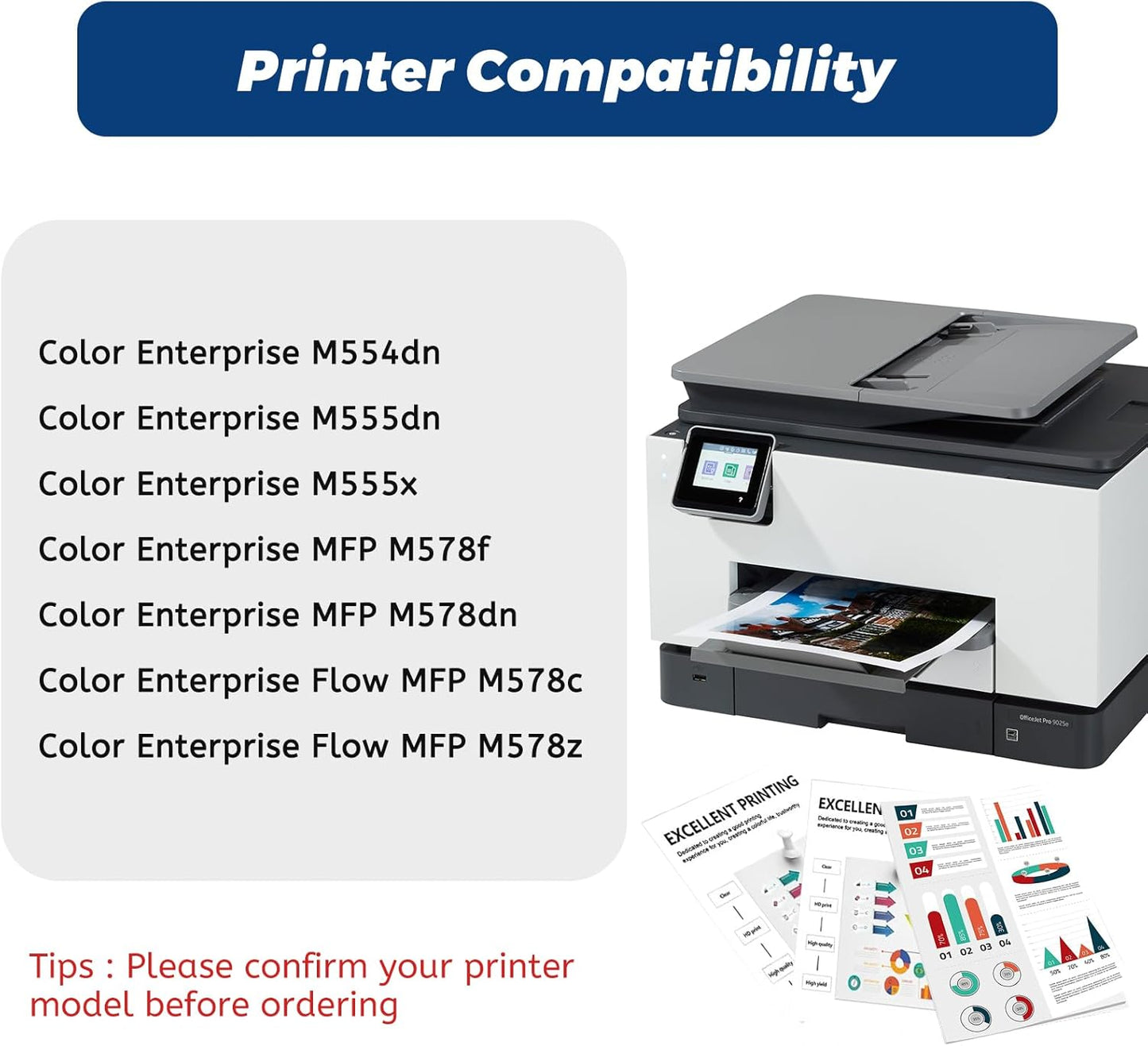 212A W2120A Black Toner Cartridge,Compatible Replacement for HP 212 A 212X W2120X, for Color Laserjet Enterprise M554 M555 Flow MFP M578 Printer, with Upgraded Chip,No Fading,No Streak