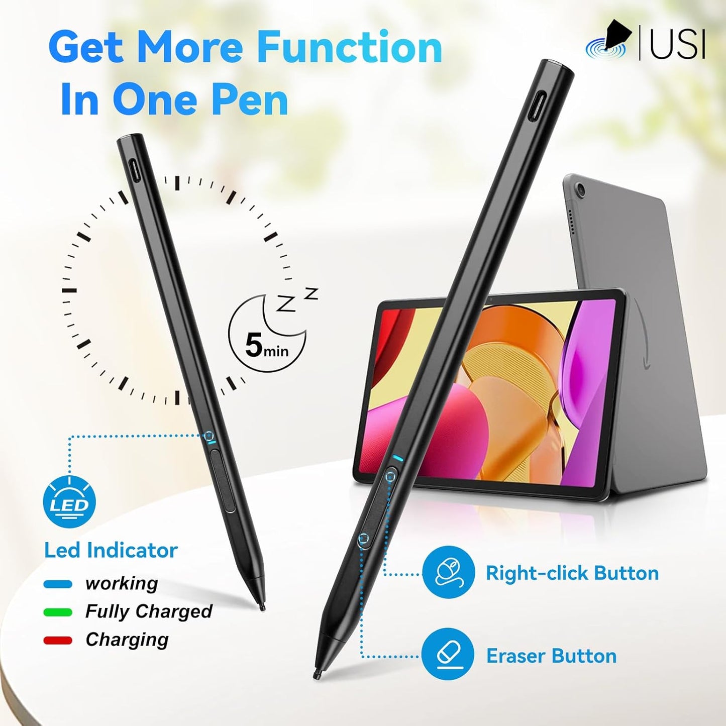 Fire Max 11 Stylus Pen,USI 2.0 Certified Stylus Pencil for Amazon Fire Max 11 Tablet & Amazon Fire HD 10 (13th Gen, 2023 Release),Palm Rejetion 4096 Pressure and Rechargeable Amazon Pen