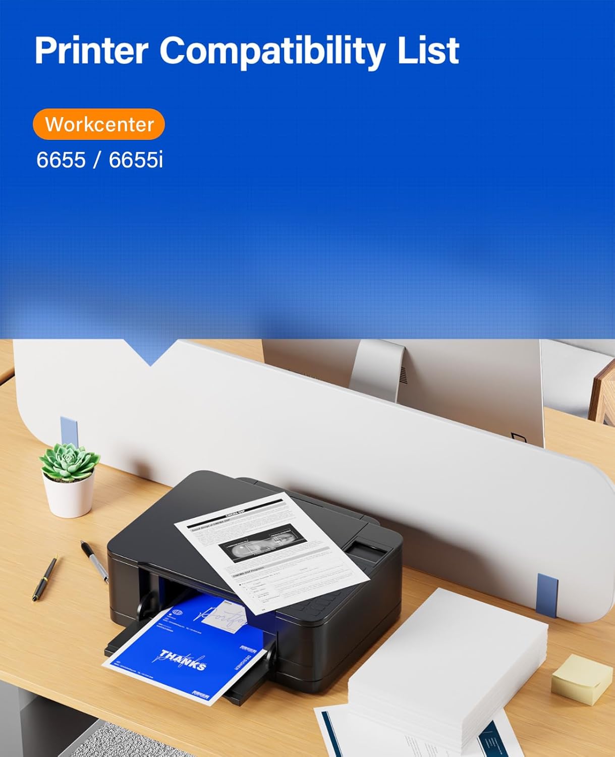 6655 Toner Cartridge Set 4-Pack High Capacity Black Cyan Magenta Yellow Replacement for Xerox 106R02744 106R02745 106R02746 106R02747 Compatible with Xerox WorkCentre 6655 6655i Color Printer Ink Copy