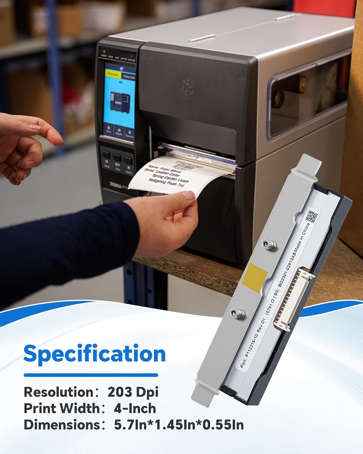P1123335-012 Genuine Print Head for Zebra ZT111 ZT211 ZT231, New Printhead for Zebra Barcode Thermal Label Industrial Printer 203dpi OEM Replacement P112216-10