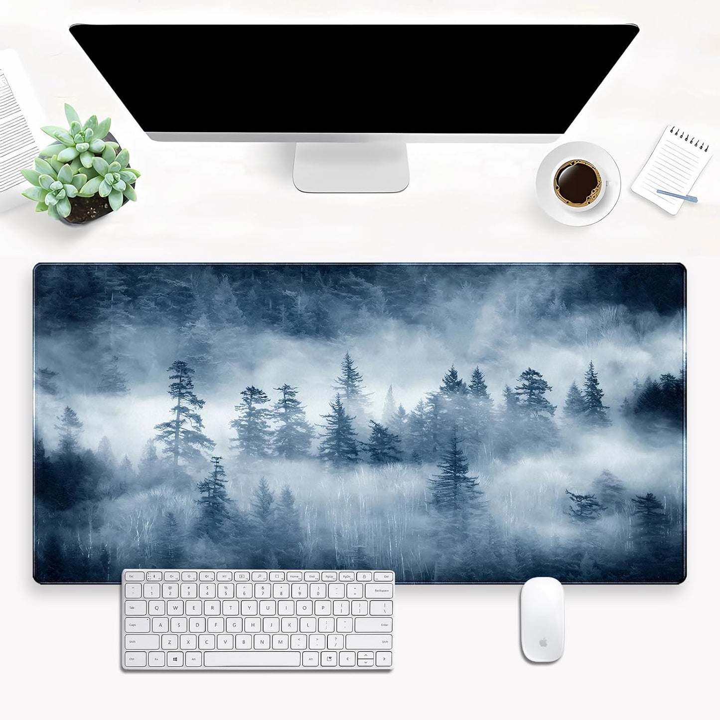 Forest Nature Scenery Mountain Desk Pad Extra Large 31.5"x15.7" Gaming Mouse Pad XL Keyboard Mat for Office Laptop Computer Desk Decor