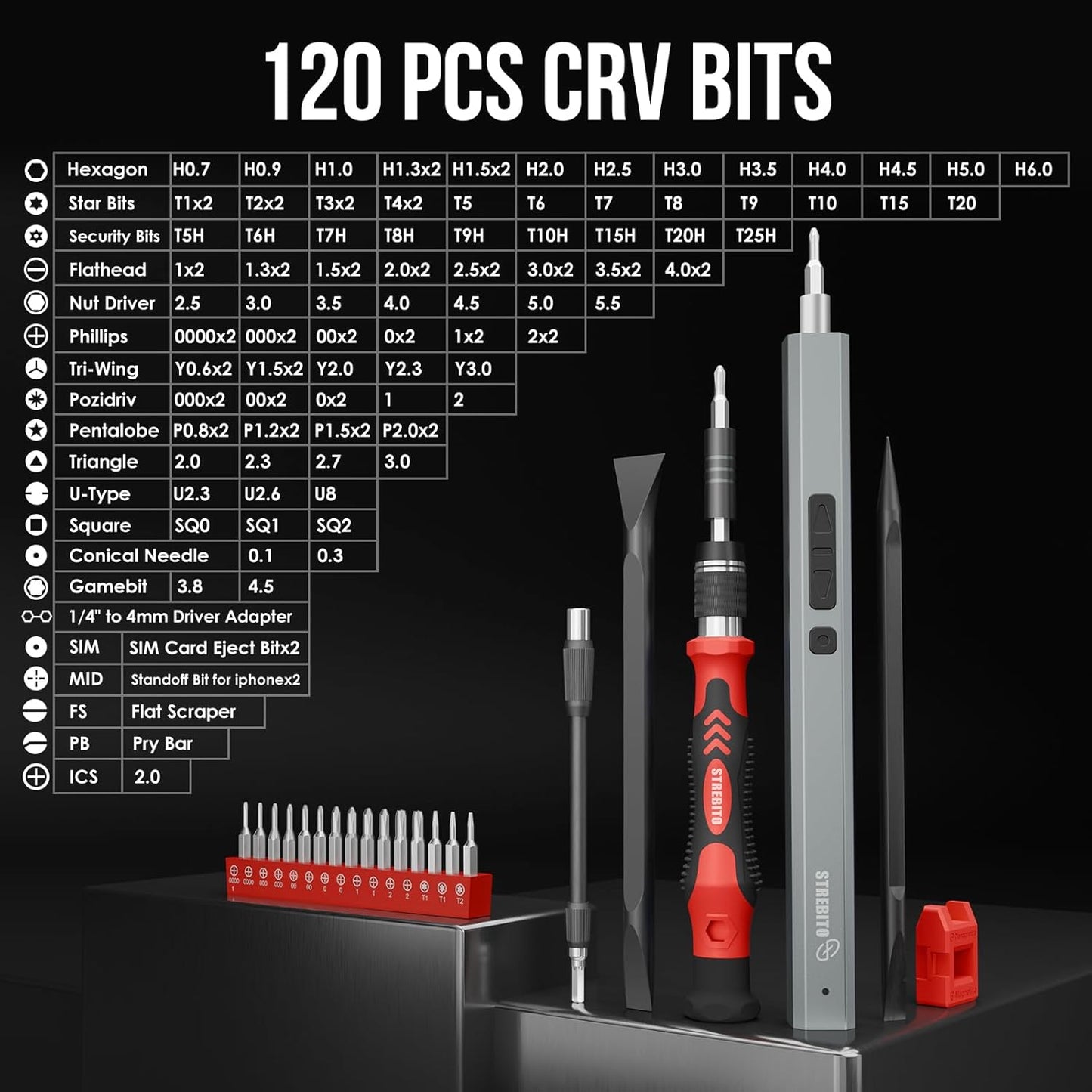 STREBITO Electric Screwdriver, 144-in-1 Precision Screwdriver Set, 120 Magnetic Bits, Organized Storage and Portability, Small Tool Kit for Electronics, PC, Computer and Laptop, Gifts for Men