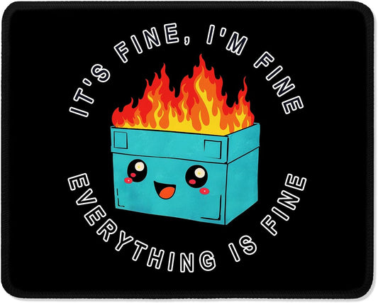 ITNRSIIET Mouse Pad with Stitched Edge Premium Textured Smooth Precise Operation Waterproof Washable Non-Slip Rubber Base Desktop Protection Mat, 10.2×8.3×0.12 inches, Cute Dumpster