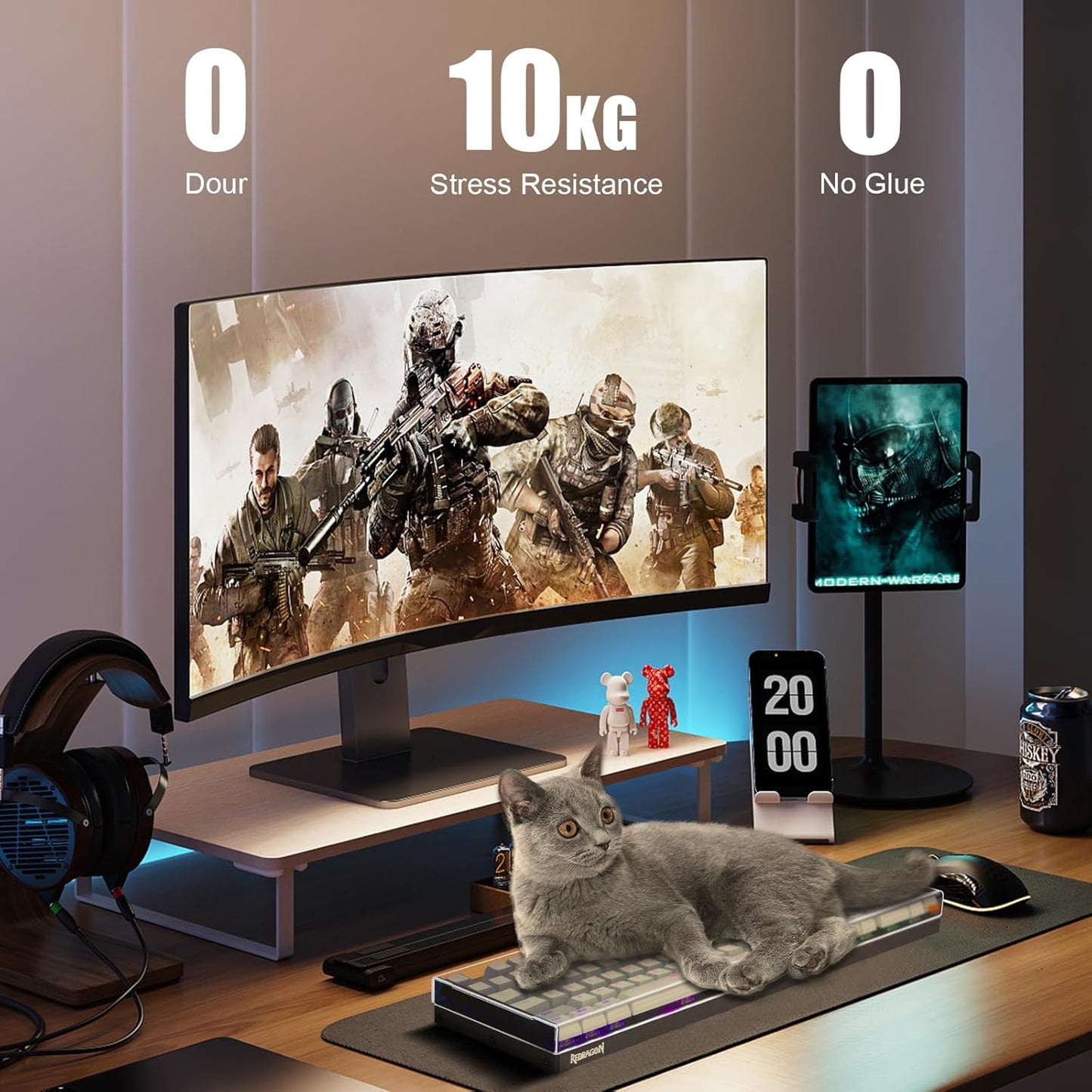 Redragon K556 Desing Wish Keyboard Cover, Water Resistant Half-Covered Acrylic Dust Cover Anti-Cat Lid