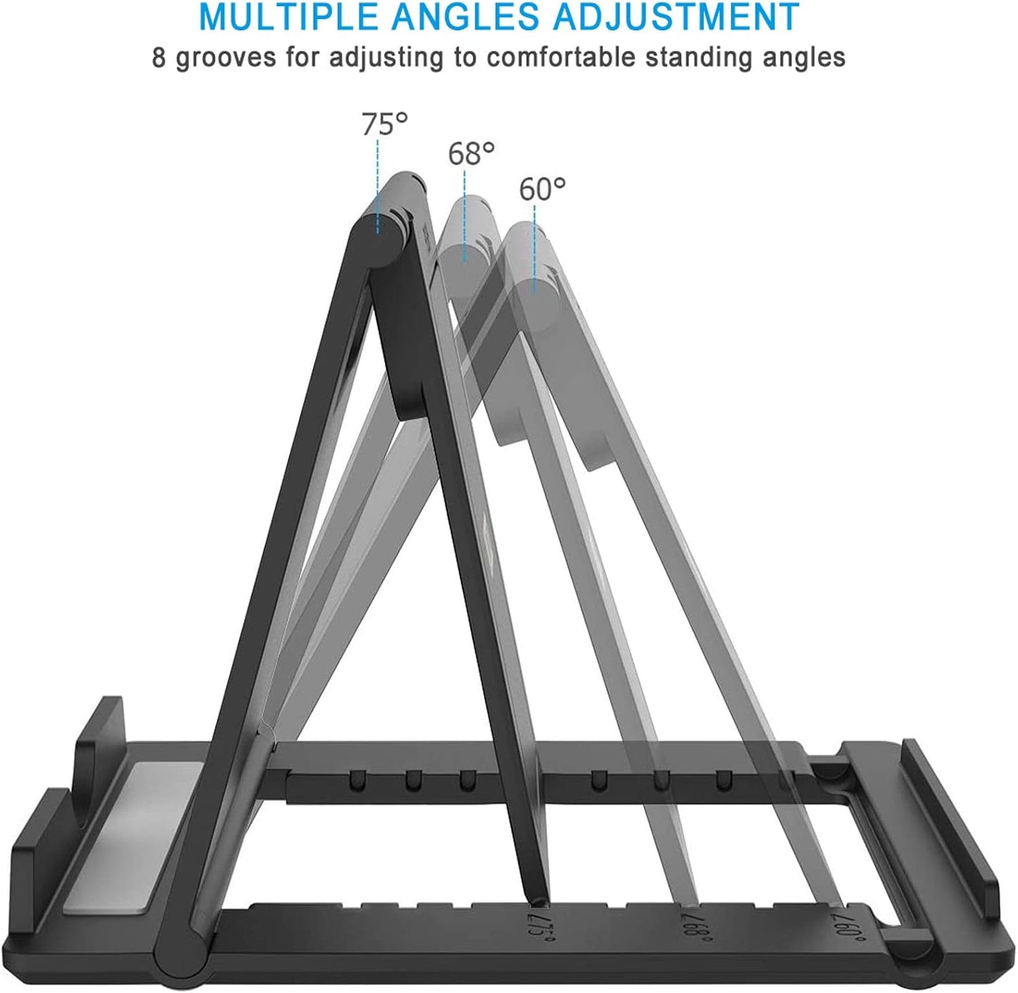 Foldable Portable and Angle Adjustable Phone Tablet Stand Holder for Desktop,Compatible with iPhone 15 14 13 12 11 iPad Pro Air Mini Kindle Galaxy Google PIXL (Large Size)