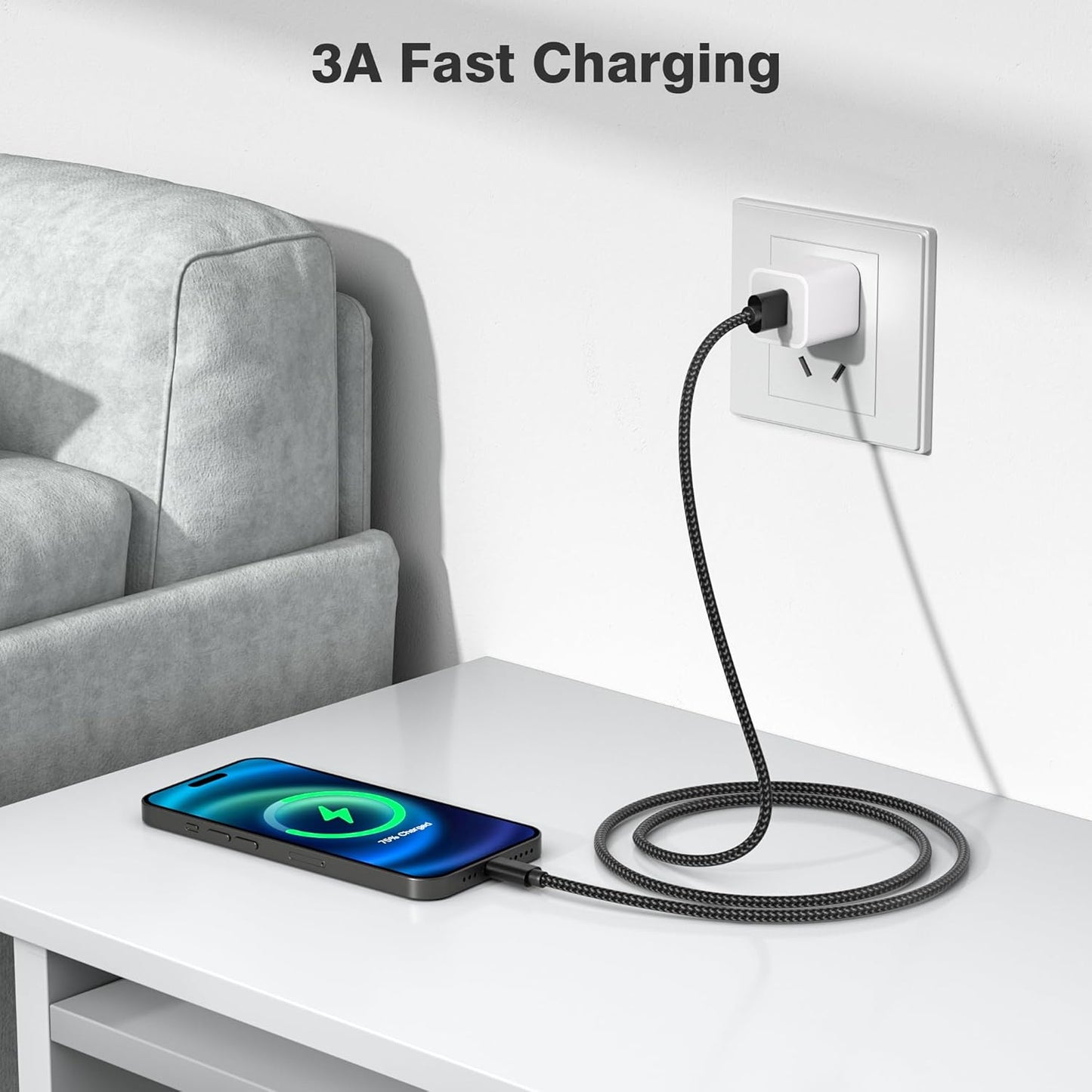 Elebase for Airpods 4 USB C Charger Cable 3 Pack 1.5/3.3/6.6FT,Type C Charging Cord for Apple Airpods 4th Generation,AirPods Pro 2 2023,Airpods Max 2 2024,iPhone 16 Pro Max Plus 15