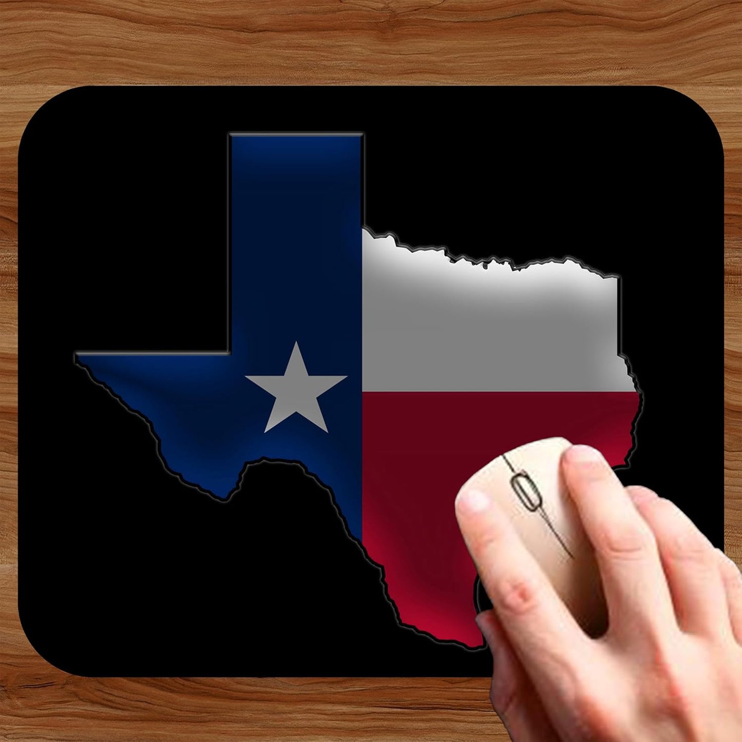Texas State Flag Mouse Pad Mat Mousepad for Desk Computer Laptop PC Gaming Home or Office Gift for Texan TX (Black MP57)