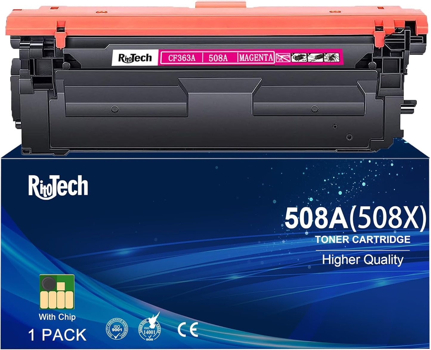 508A Magenta CF363A Toner Cartridge, Replacement Compatible for HP 508A 508X CF363X for Color Laserjet Enterprise M553 M552 Color Laserjet Enterprise MFP M577 Series Printer, with Smart Chip (1-Pack)