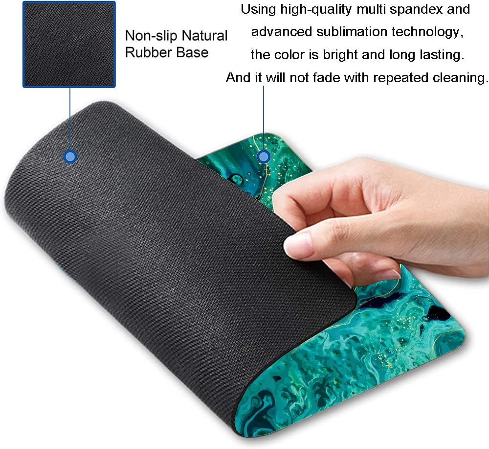 Hokafenle Mouse Pad, Green Marble Mouse Pad Non-Slip Rubber Base Gaming MousePads for Computers Laptop Office, Cute Mouse Pads with Designs for Women, 9.5"x7.9"x0.12" Inch