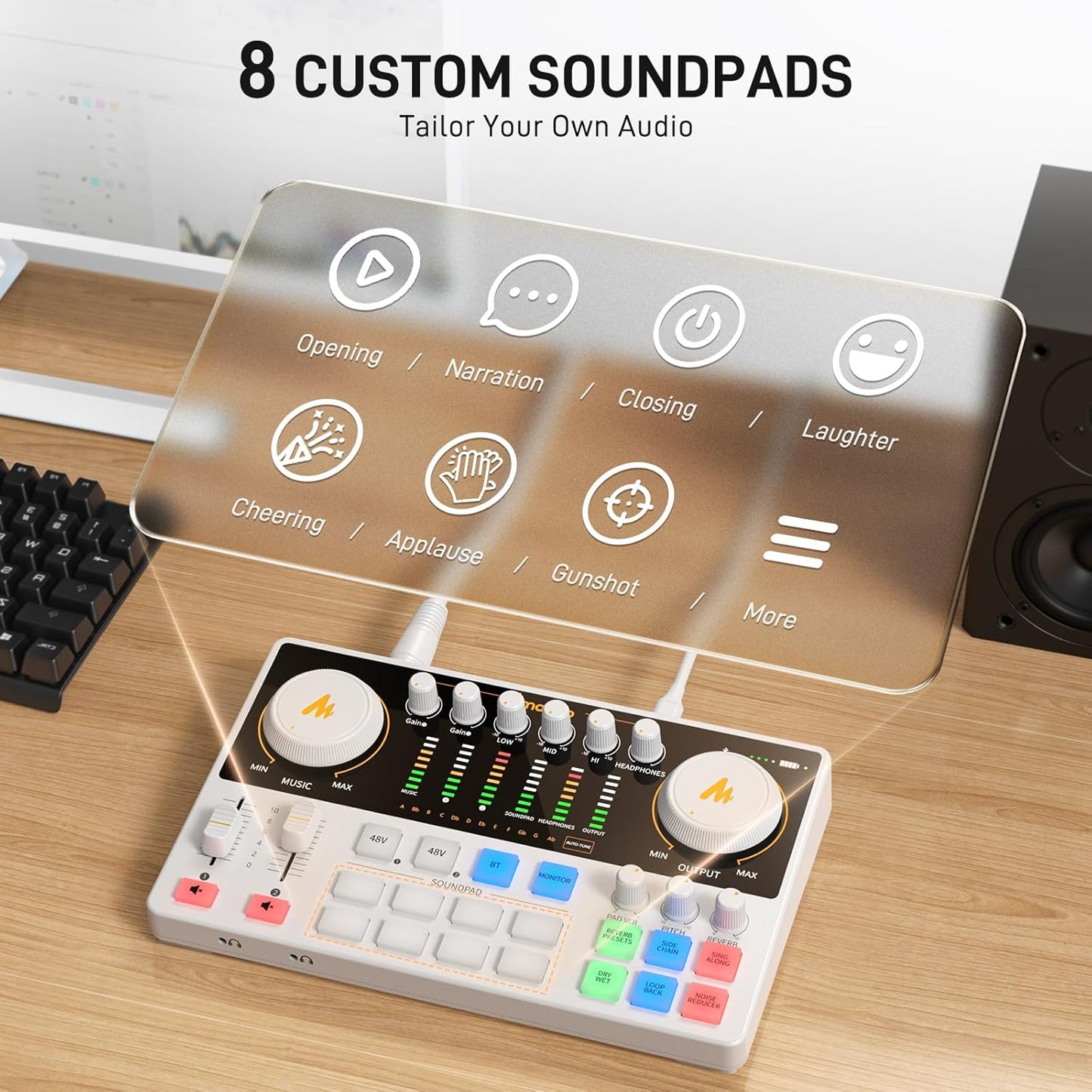 MAONO Podcast Equipment Bundle: Audio Interface mixer with Dual XLR Input for Podcast Streaming - MaonoCaster E2 Gen2 White