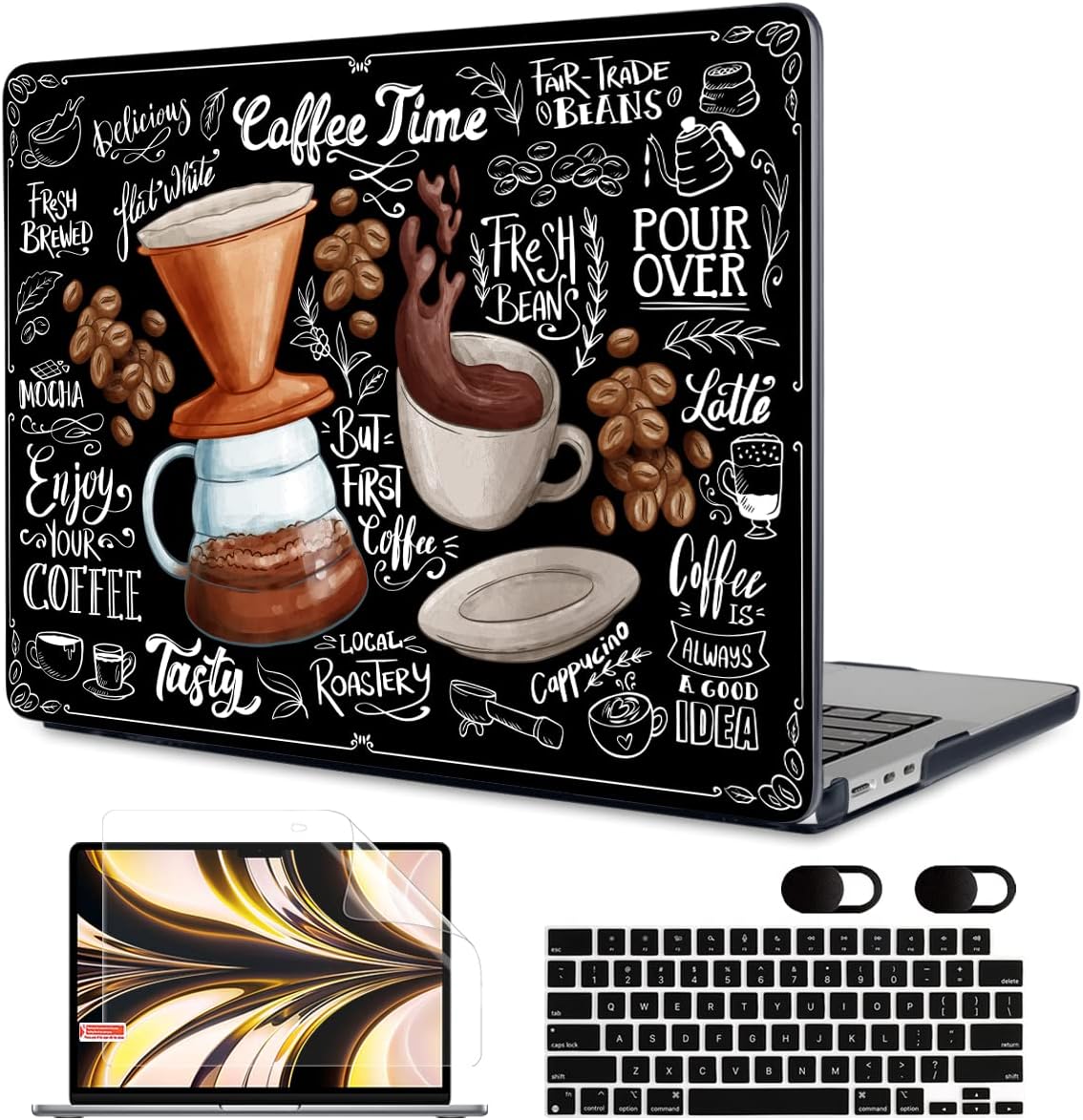 MEEgoodo Case for M4/M3/M2 MacBook Air 13.6 inch Case 2025 2024 2022, Fit Model A3240/A3113/A2681, Laptop Hard Shell with Keyboard Cover Compatible with MacBook Air 13 inch, Coffee