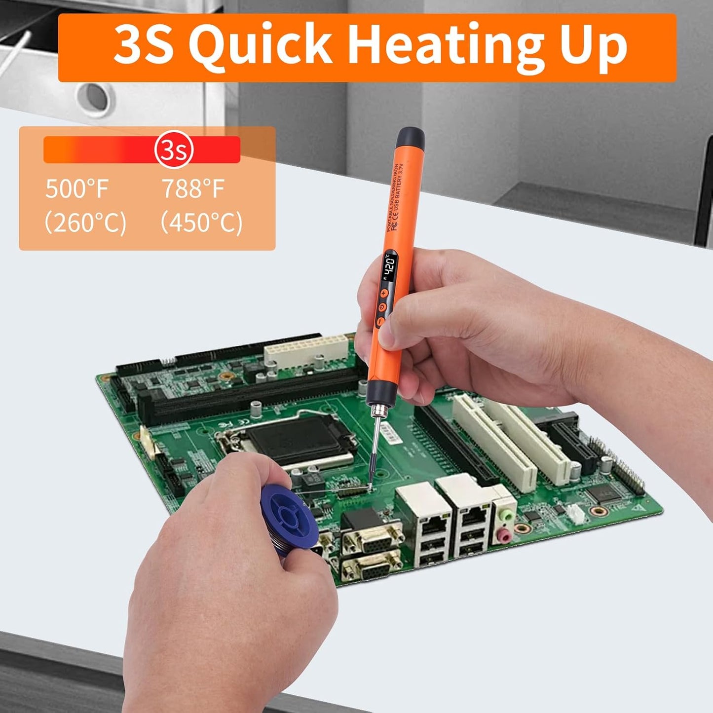 Rechargeable Soldering iron Kit,1000mah USB Wireless Electric Soldering,Cordless Portable,Suitable for DIY and home appliance repair (LCD)