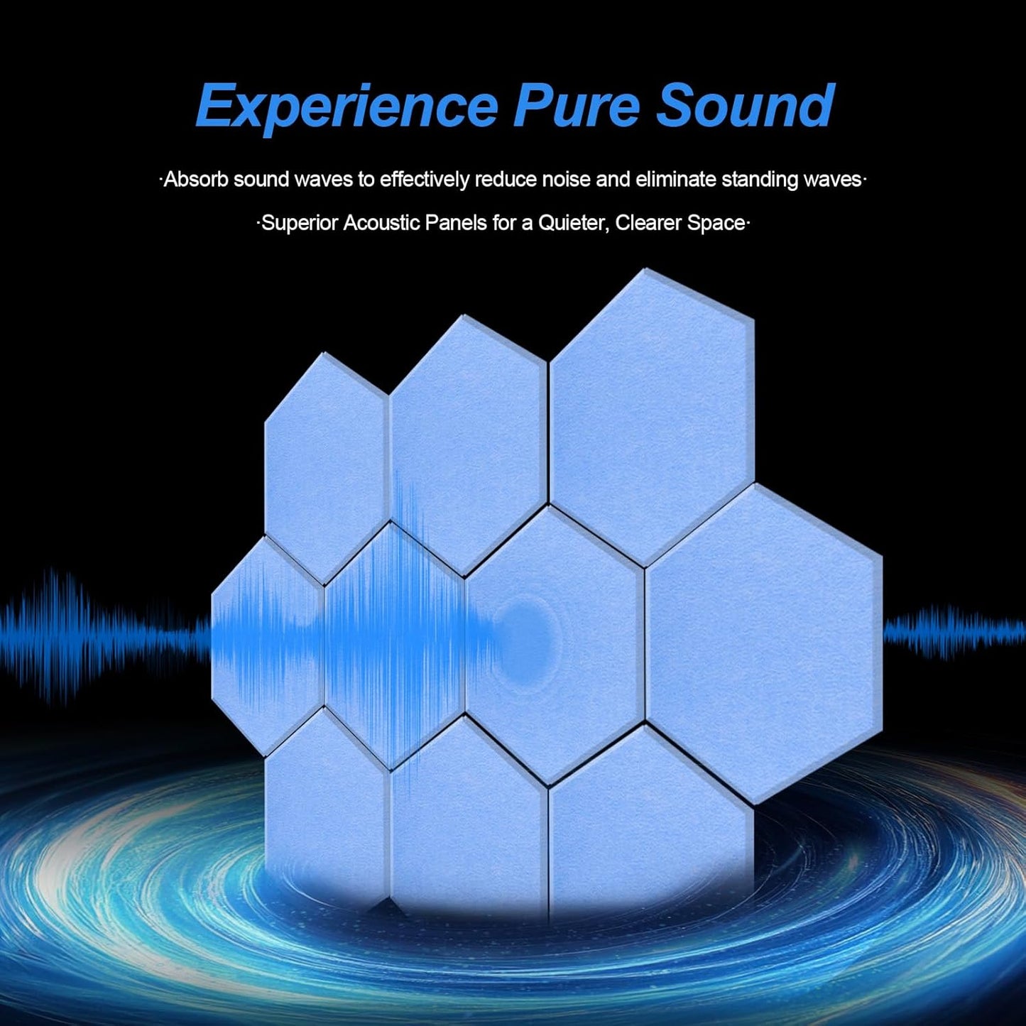 Mollywell Hexagon Acoustic Panels, High Density, Soundproofing, Decorative Noise Reduction Felt Wall Tiles for Ceilings, Home Office & Gaming Room (Ash Gray), 14x12x0.4 Inch