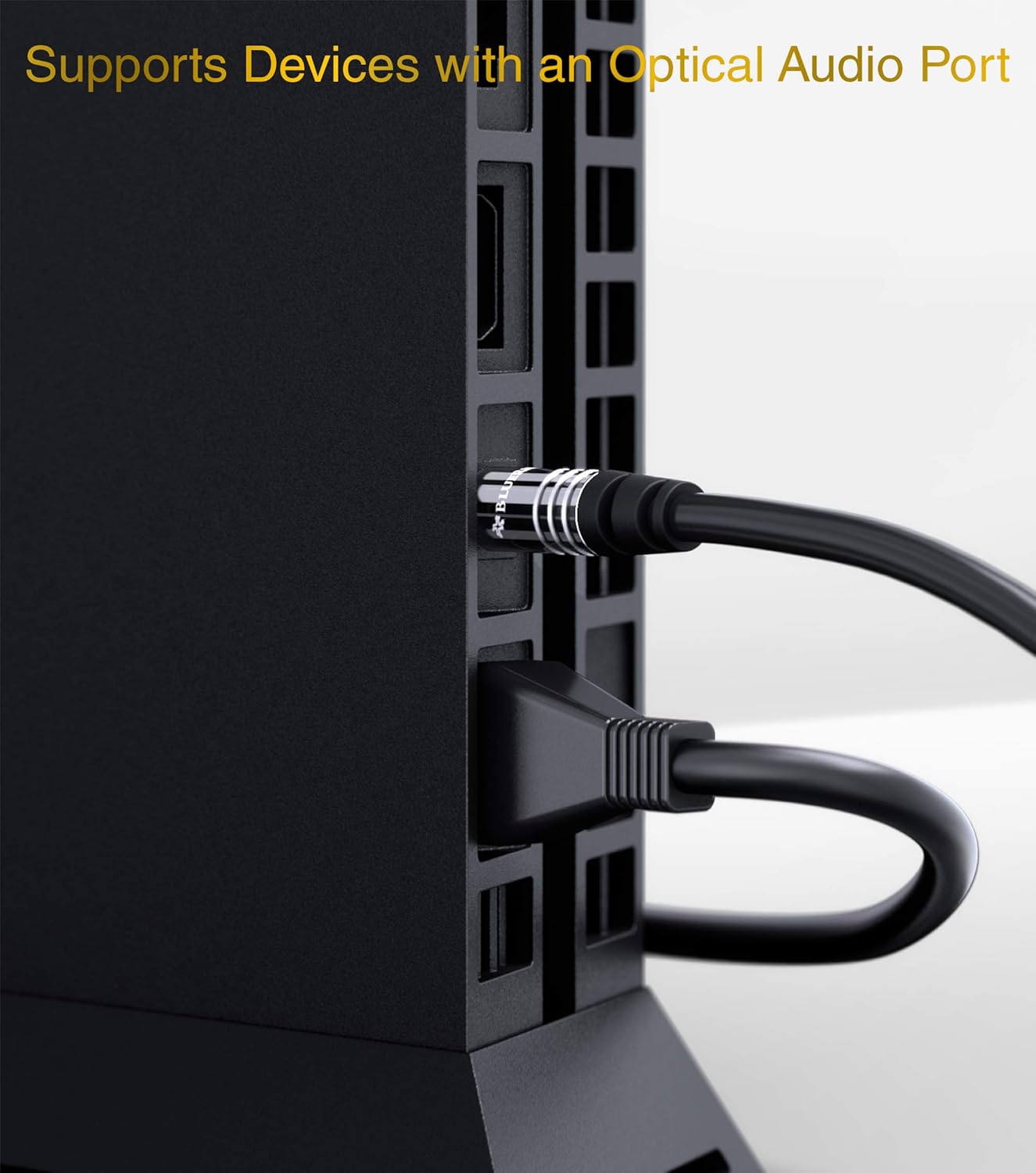 BlueRigger Digital Optical Audio Toslink Cable (100FT, Fiber Optic, Aluminum Shell, 24K Gold-Plated) - Compatible with Home Theatre, Sound Bar, TV, Xbox, PlayStation PS4 – Premium Series