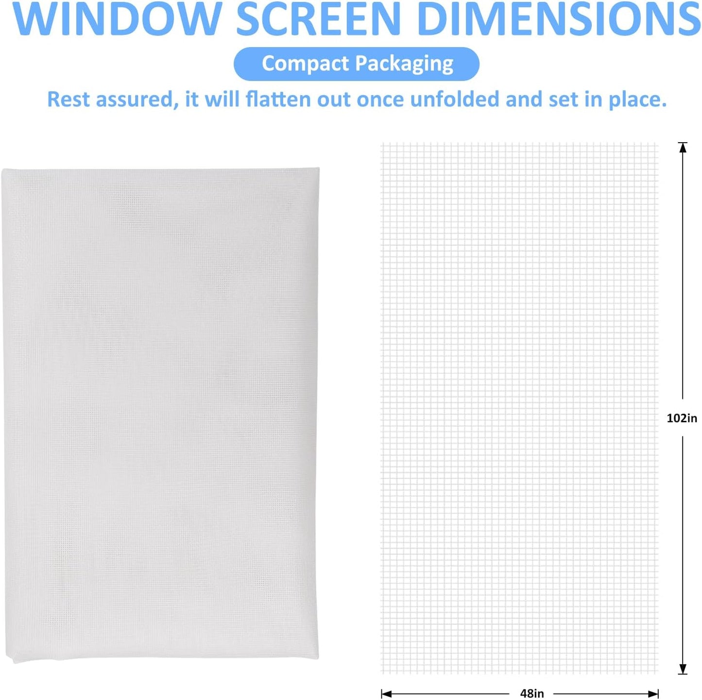48"x102" Window Screen Mesh, Fiberglass Window Screen, Screen Door Mesh, Windows Screens and Screen Door Replacement, Patio Screen Mesh- White