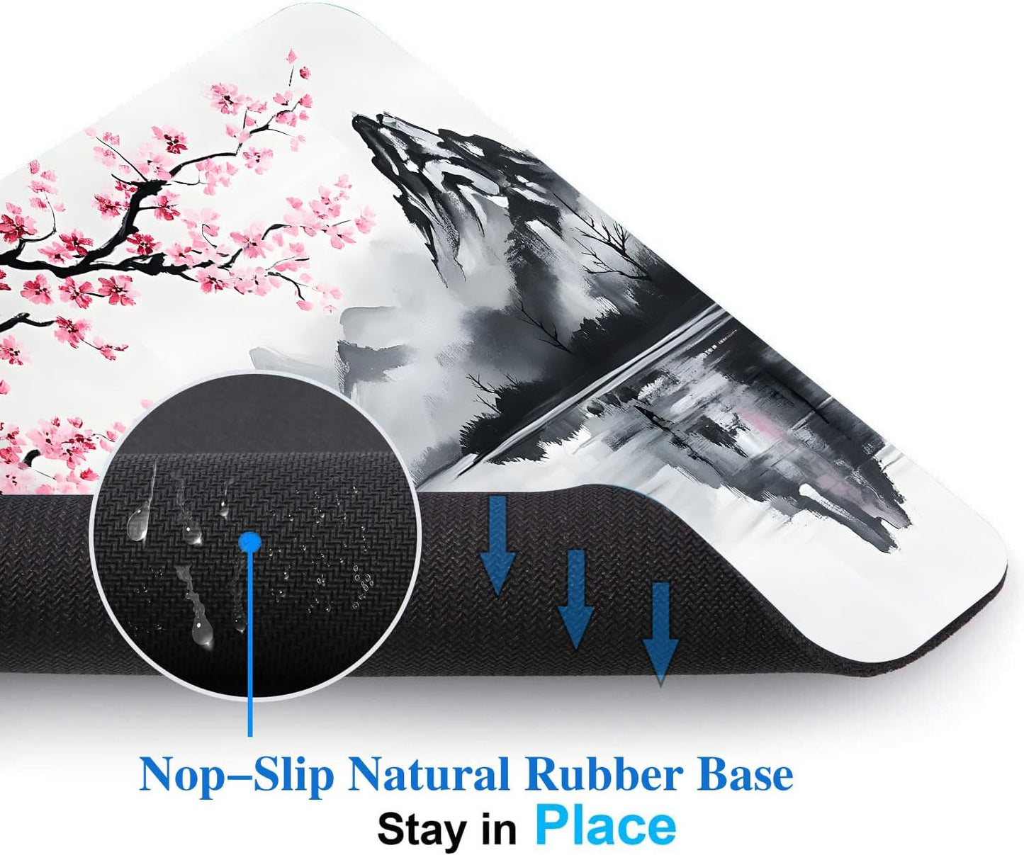 Japanese Cherry Blossom Mouse Pads for Desk, Portable Wireless Computer Mouse pad Small Design with Women, Non-Slip Rubber Base Laptop Mousepad 9.5" x 7.9" Smooth Surface for Office & Travel