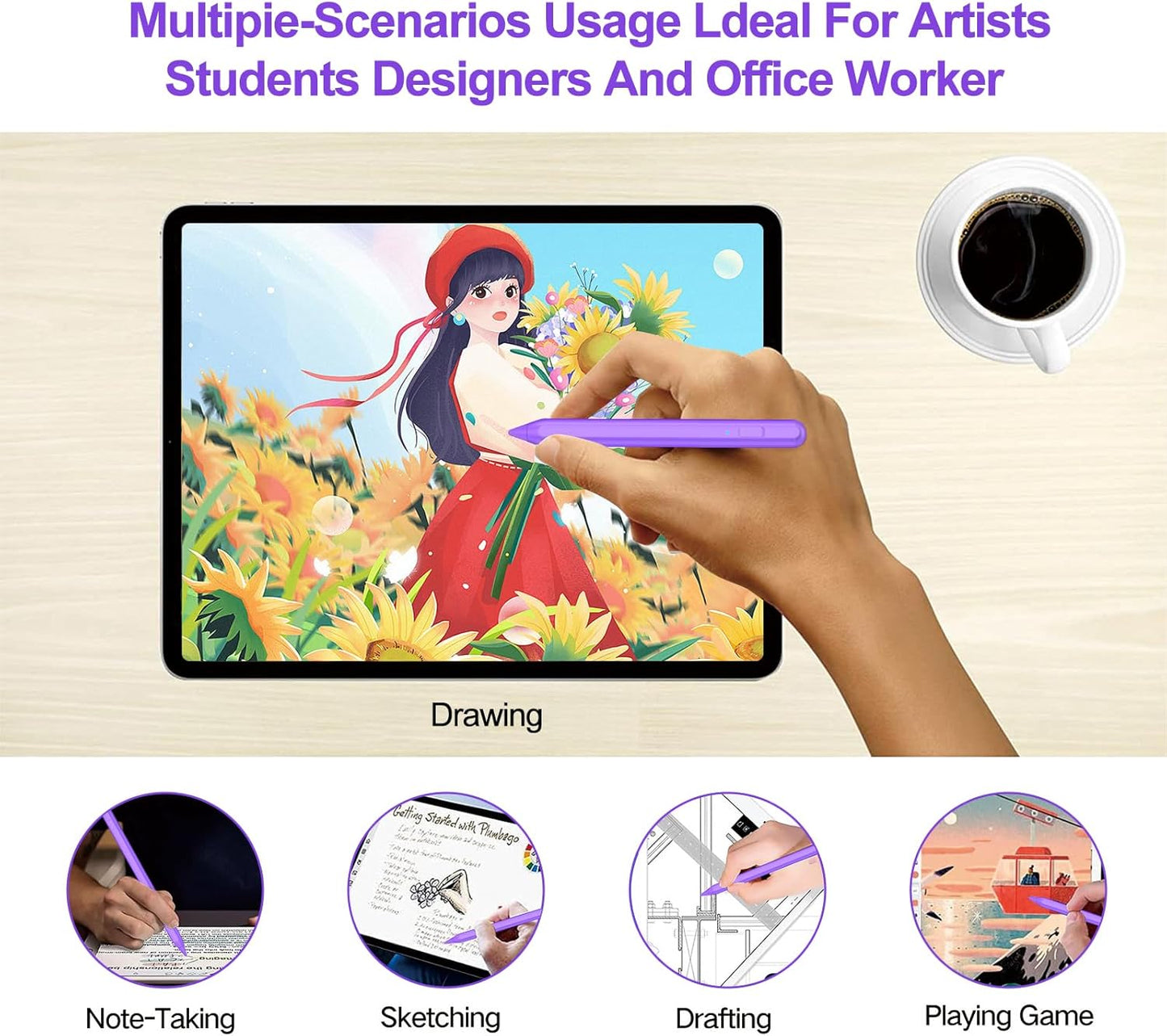 Stylus Pen for iPad 2018-2025 with Palm Rejection, Apple Pencil for Pad11th/10th/9th/8th/7th/6th Gen, iPad Pro 11/12.9 inch, New iPad Air 2025 11&13-inch(M3/2) /5th/4th/3th Gen, iPad mini 6th/5th