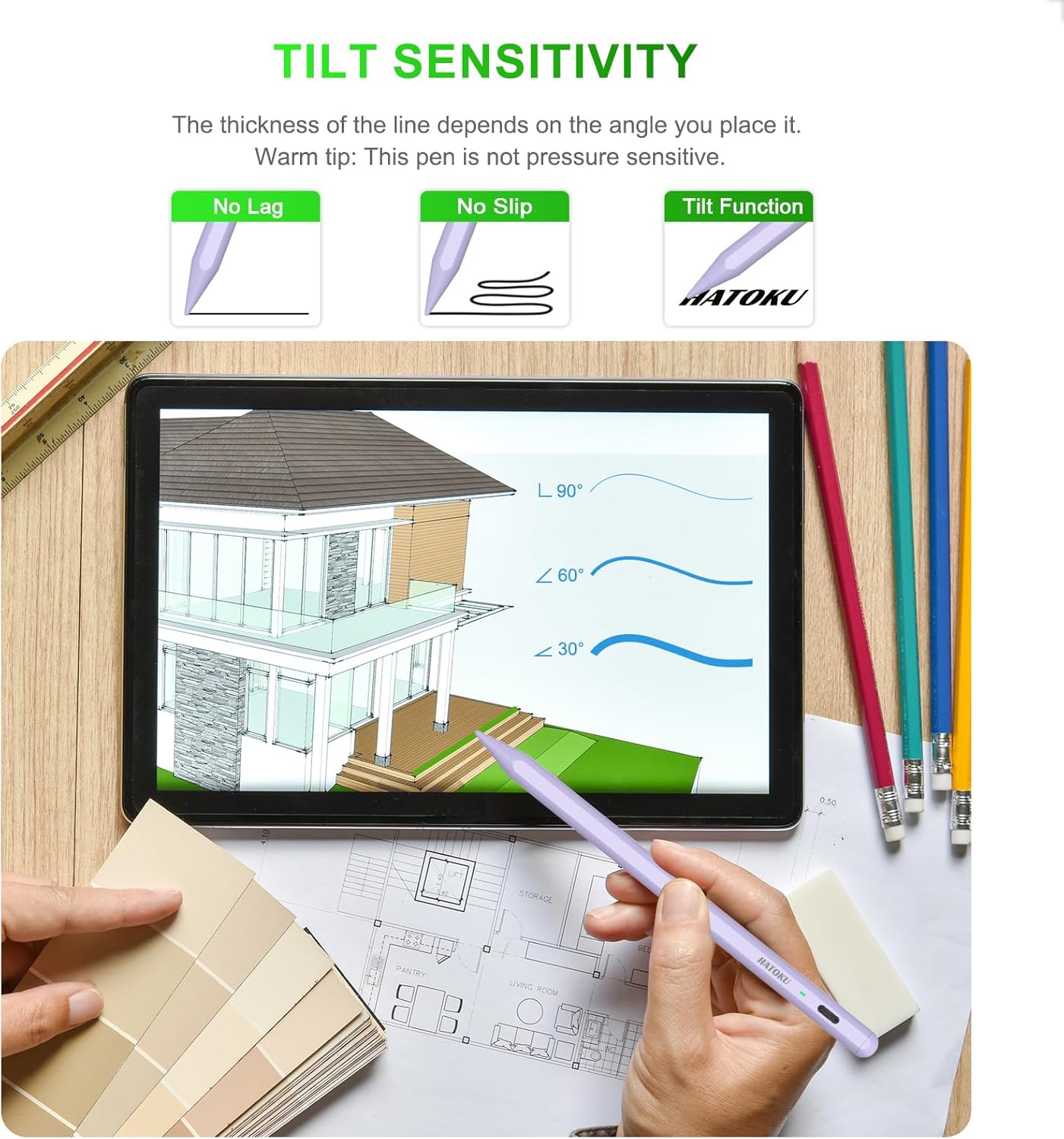 Stylus Pen for iPad 2018-2025: 15 Mins Fast Charging Pencil 1 Generation with Tilt Sensitivity Palm Rejection - Work for iPad Air 3 4 5 M2 M3- Pro 11" 12.9" M4 - Mini 5 6 - iPad 6 7 8 9 10 11 (Purple)
