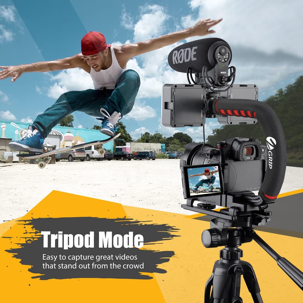 Zeadio Video Action Stabilizing Handle Grip Handheld Stabilizer with Cold-Shoe Mount for All DSLR Camera Camcorder
