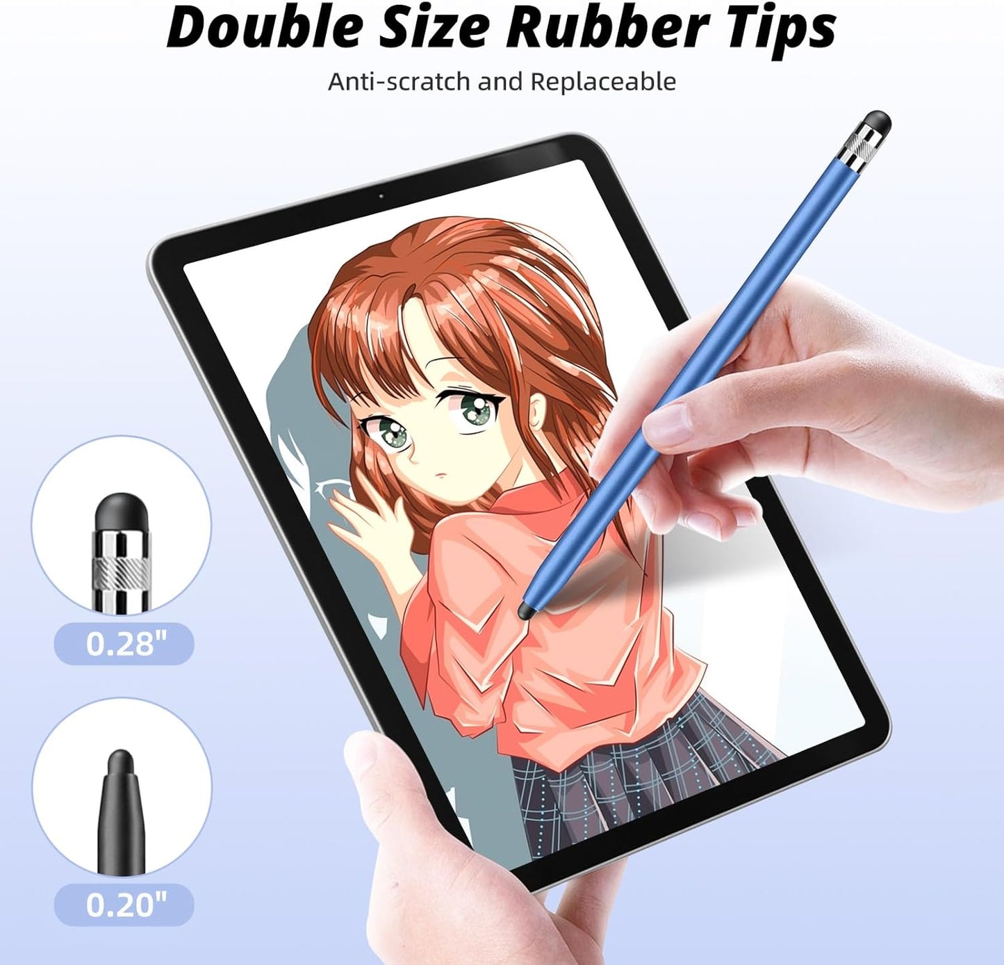 Rubber Tips for Stylus Pens (15 Pair, 0.2'' & 0.28'') Replacement nibs for Touch Screen Pen,Soft,No Scratches,Universal Stylus Ends