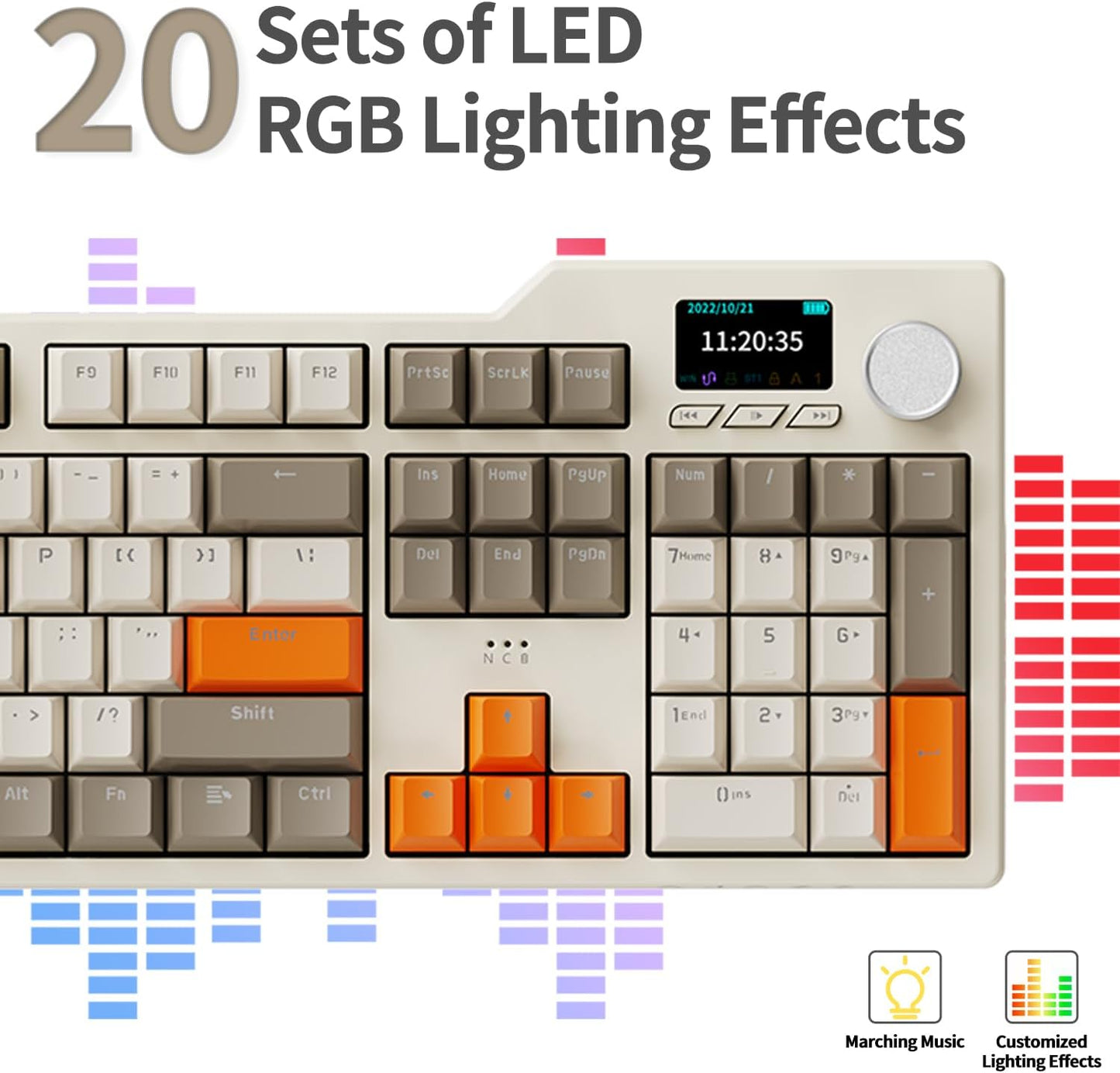 DAIDAI×AJAZZ AK35I V3 Full Size Hot Swap Mechanical Gaming Keyboard with Screen & Knob 2.4G/BT/USB-C Gasket Keyboard FR4 Plate 8000mAh Battery South Facing LED RGB (Avocado Axis)