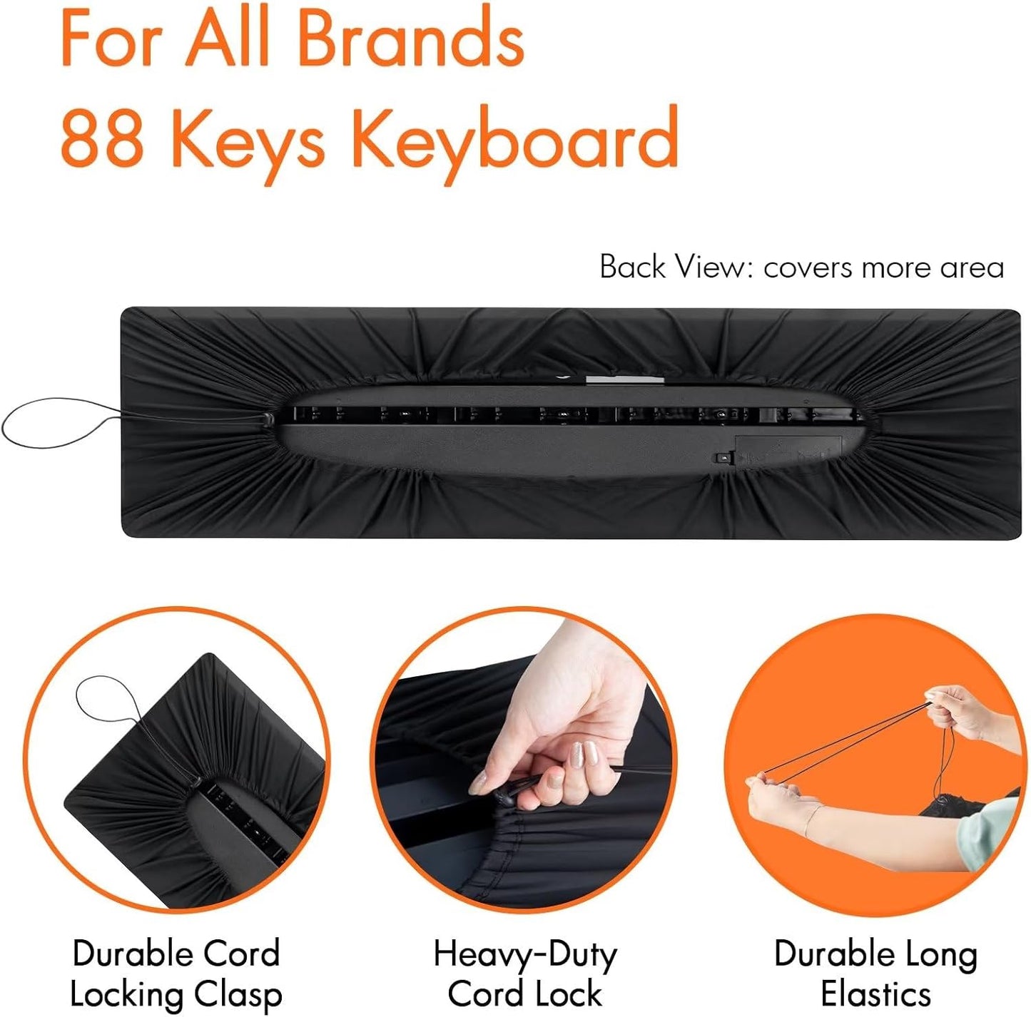 88 Keys Piano Keyboard Dust Cover, Music Dirt Proof Stretchy Electronic Keyboard Cover With Durable Elastic & Cord Lock Must Have Piano Accessories