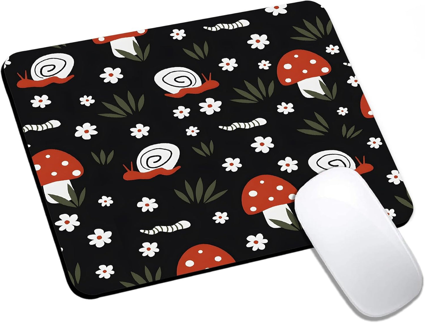 Mouse Pad, Cute Abstract Art Red Mushroom Mouse Pads for Desk, 9.5" x 7.9" Non-Slip Rubber Base Computer Mousepad with Women, Portable Square Design for Wireless Mouse and Pad Laptop Office & Travel