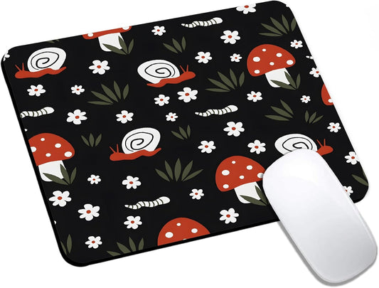 Mouse Pad, Cute Abstract Art Red Mushroom Mouse Pads for Desk, 9.5" x 7.9" Non-Slip Rubber Base Computer Mousepad with Women, Portable Square Design for Wireless Mouse and Pad Laptop Office & Travel
