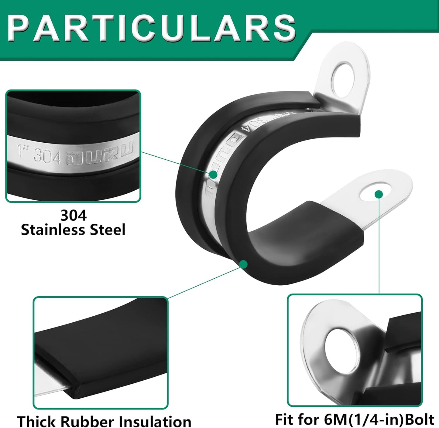 40PCS Cable Clamps 1-3/4 Inch 304 Stainless Steel Cable Clamps Rubber Coated Cushioned Insulated Cable Clamp,Automotive Wire Clamps,Pipe Clamps,Metal Clamp for Tube,Wire Cord Installation(45mm)