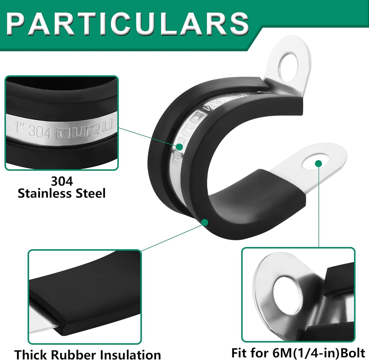 40PCS Cable Clamps 2 Inch 304 Stainless Steel Cable Clamps Rubber Coated Cushioned Insulated Cable Clamp,Automotive Wire Clamps,Pipe Clamps,Metal Clamp for Tube,Wire Cord Installation(51mm)