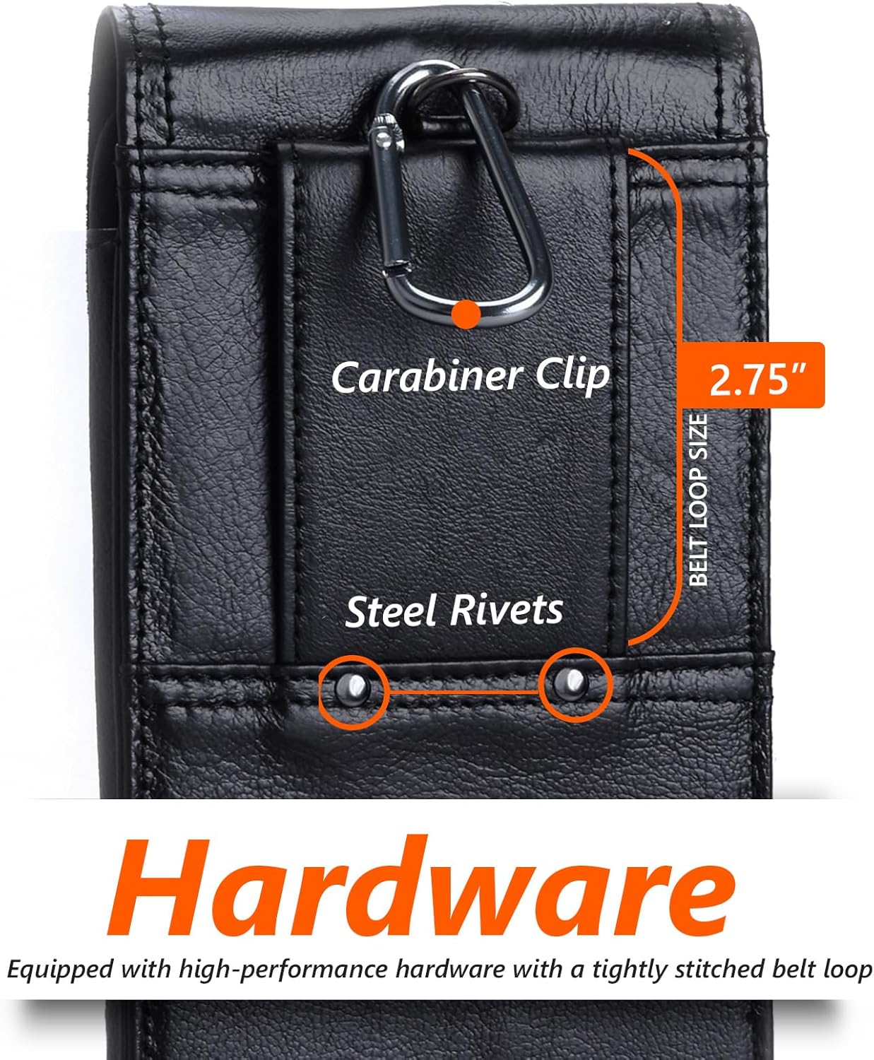 Hengwin Genuine Leather Cell Phone Holster for Belt Men, Vertical Phone Holder Belt Pouch Fits for iPhone 15 Pro Max 14 Pro Max 13 Pro Max Samsung Galaxy S24 Ultra Note9 Case with Belt Clip (Black)