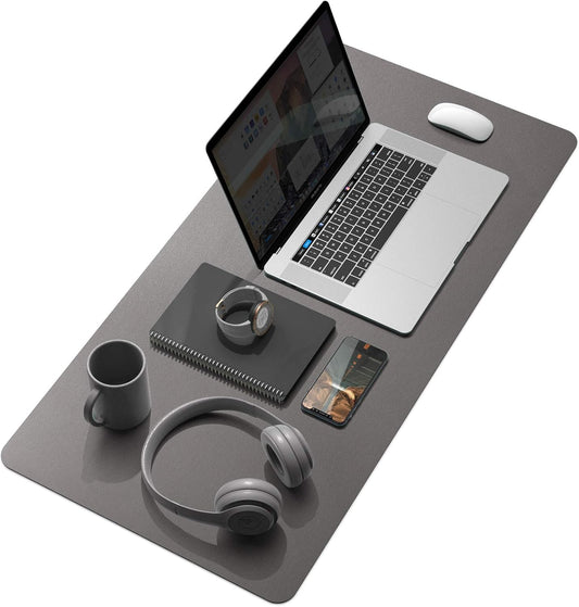 YSAGi Desk Pad, Dual-Sided Desk Mat, 31.5" x 15.7" Laptop Leather Desk Pad Protector, Large Leather Desk Blotter, Waterproof Desk Writing Pad for Office and Home (Dark Grey, 31.5" x 15.7")