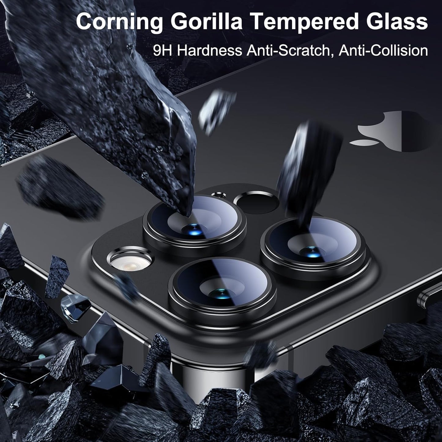 Esanik Upgrade 2 Pack for iPhone 14 Pro/iPhone 14 Pro Max Camera Lens Protector, Aluminum Alloy Metal matte Case Tempered Glass Camera Screen Cover, Scratch Resistant Case Friendly (Black)