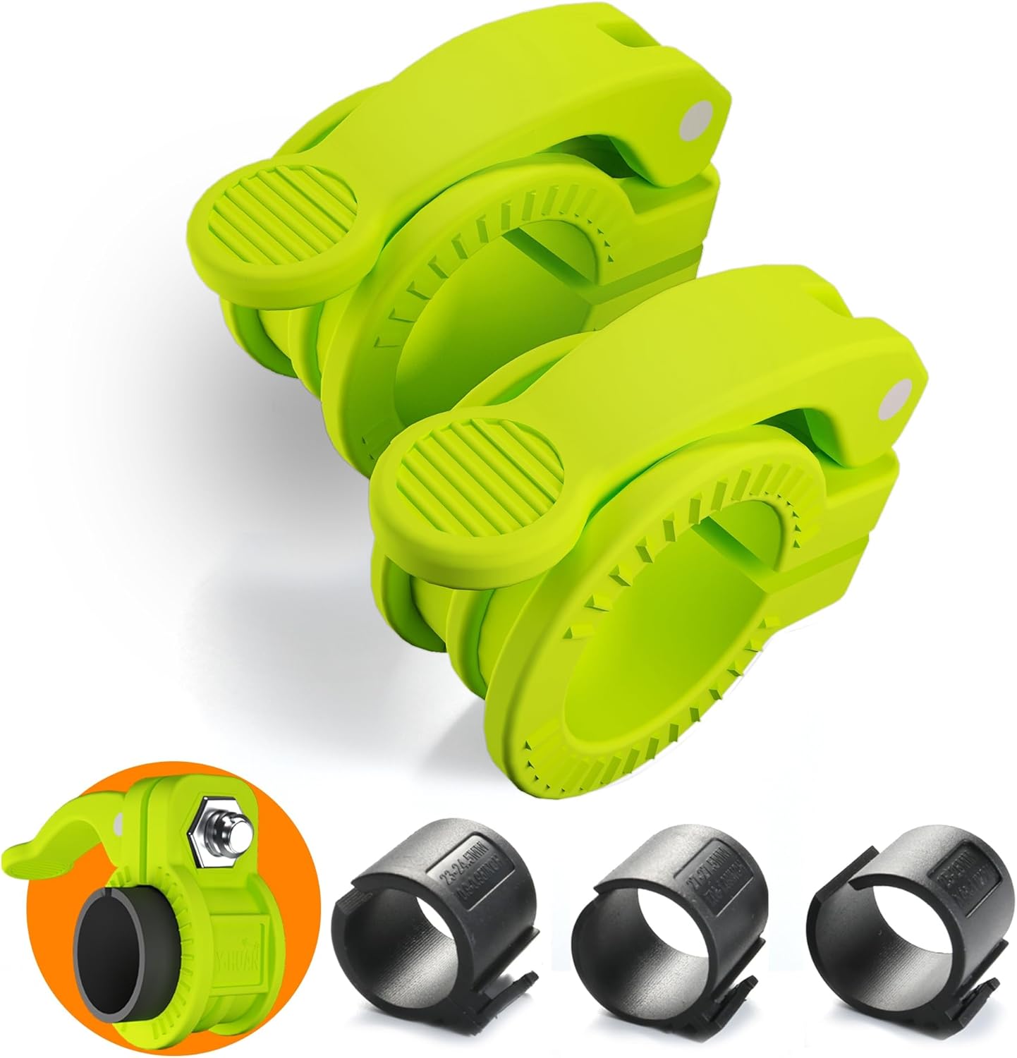 Narrow Barbell Clips 2.5cm Width for Olympic Bars, 0.9-1.18inch Adjustable Weight Clamps, Quick Release Locking Collars for Weightlifting