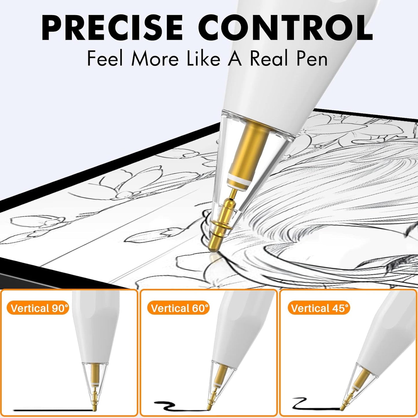 NIUTRENDZ 4 Pack Replacement Tips for Apple Pencil 2nd Generation and 1st Generation Fine Point Metal Tip, Wear-Resistant & Precise Control (1.95mm, White + Clear)
