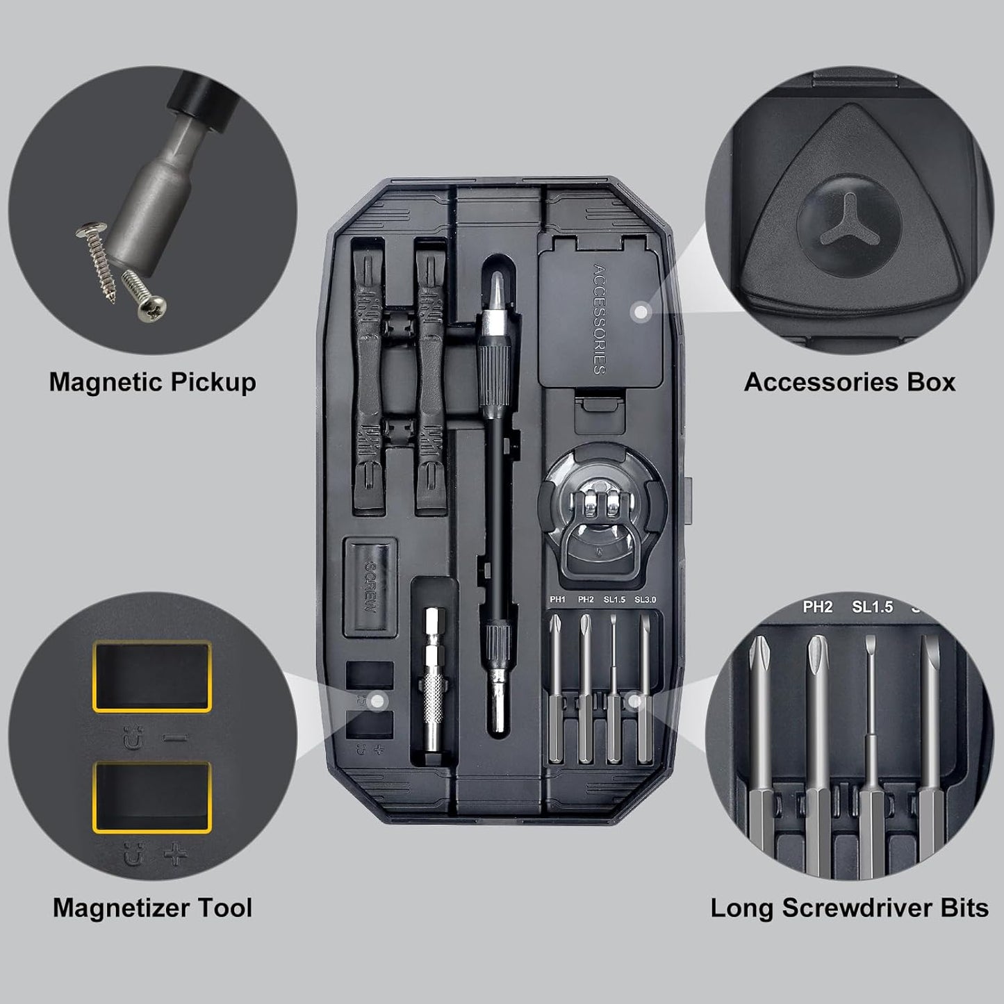 STREBITO Precision Screwdriver Set, 153 in 1 Electronics Tool Kit with Case, 140 PCS Magnetic Precision Bits - Computer, Laptop, iPhone, Macbook, PC, Game Controller, RC, Electronics, Phone Repair Kit