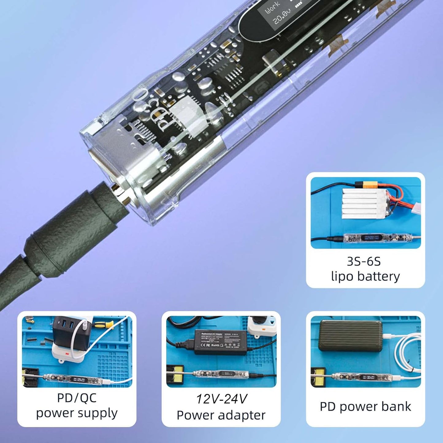 68W Electric Soldering Iron,SEQURE SI012 Pro Outdoor Portable Solder Iron, OLED Screen Digital Soldering Tools, Auto Start Heating, XT60 Cable,19V Adapter, Storage Bag, Tin Wire - TS D24