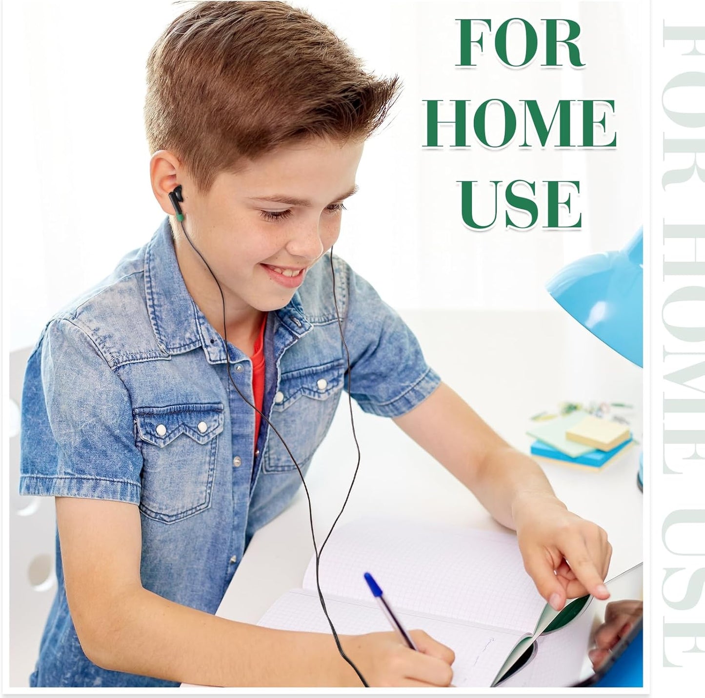 Kanayu 100 Pack Wired Earbuds Bulk for Classroom Ear Headphones Wired Basic Student Earbuds No Microphone with 3.5mm Jack for Kids Class Laptop School Library, Individually Bagged(Green)