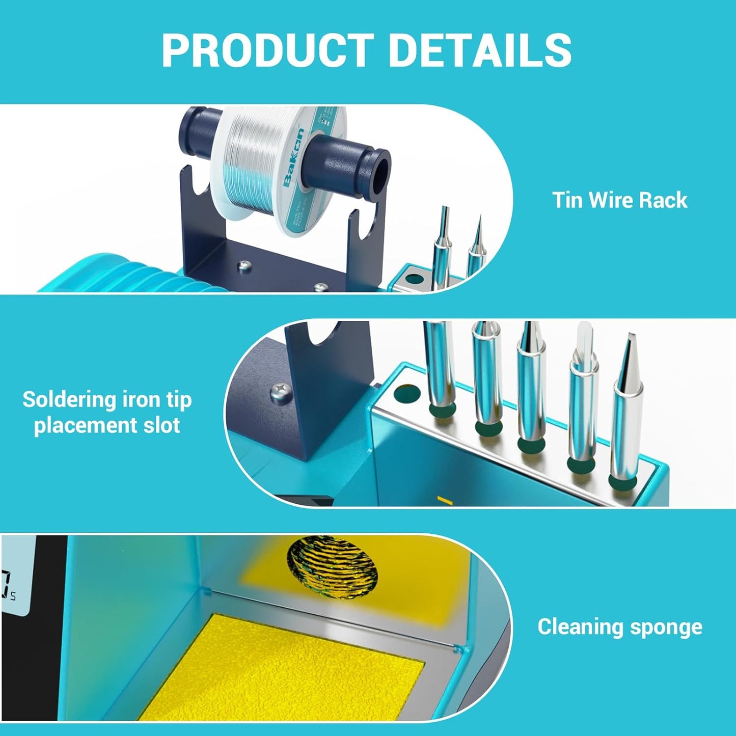 90w Soldering Station, Electronic Digital Display Soldering Iron Station Kit with 3 Presets Modes, 356℉～896℉,°C/°F Conversion,Sleep Mode, 5 Extra Solder Iron Tips,Solder Sucker,Soldering Wire,Tweezers