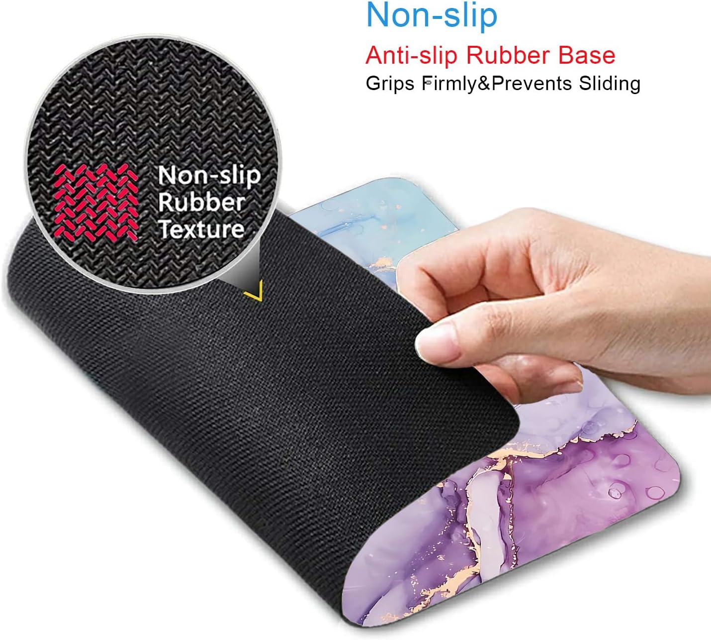 IMAYONDIA Pink Blue Marble Mouse Pad, Purple Alcohol Ink Pattern Gaming Mouse Pad, Modern Fluid Art Mousepad Design, Non-Slip Rubber Base Computer Mice Pad for School Home Office, 9.5 x 7.9 Inch