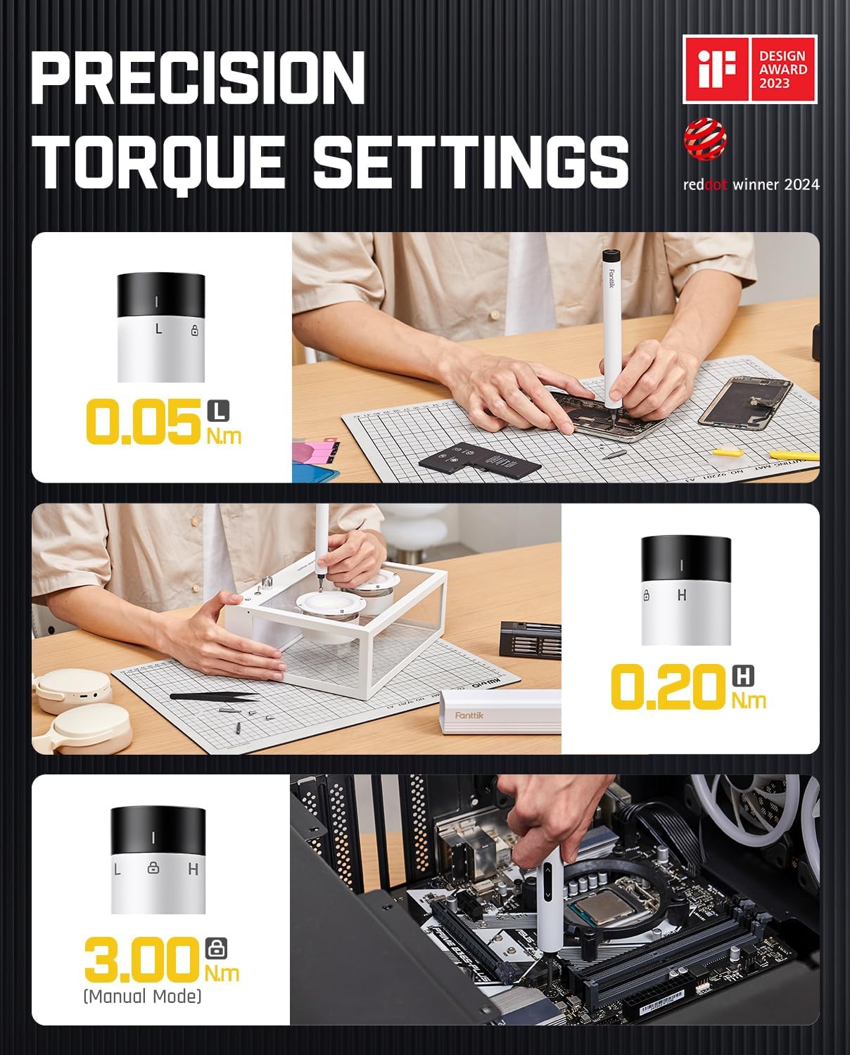 Fanttik E1 Max Electric Screwdriver, Mini Precision Screwdriver Set, 50 Magnetic Bits, Magnetic Storage, 5/32‘’Hex, Repair Tool Kit for Electronics Phone Camera Laptop Watch (White)