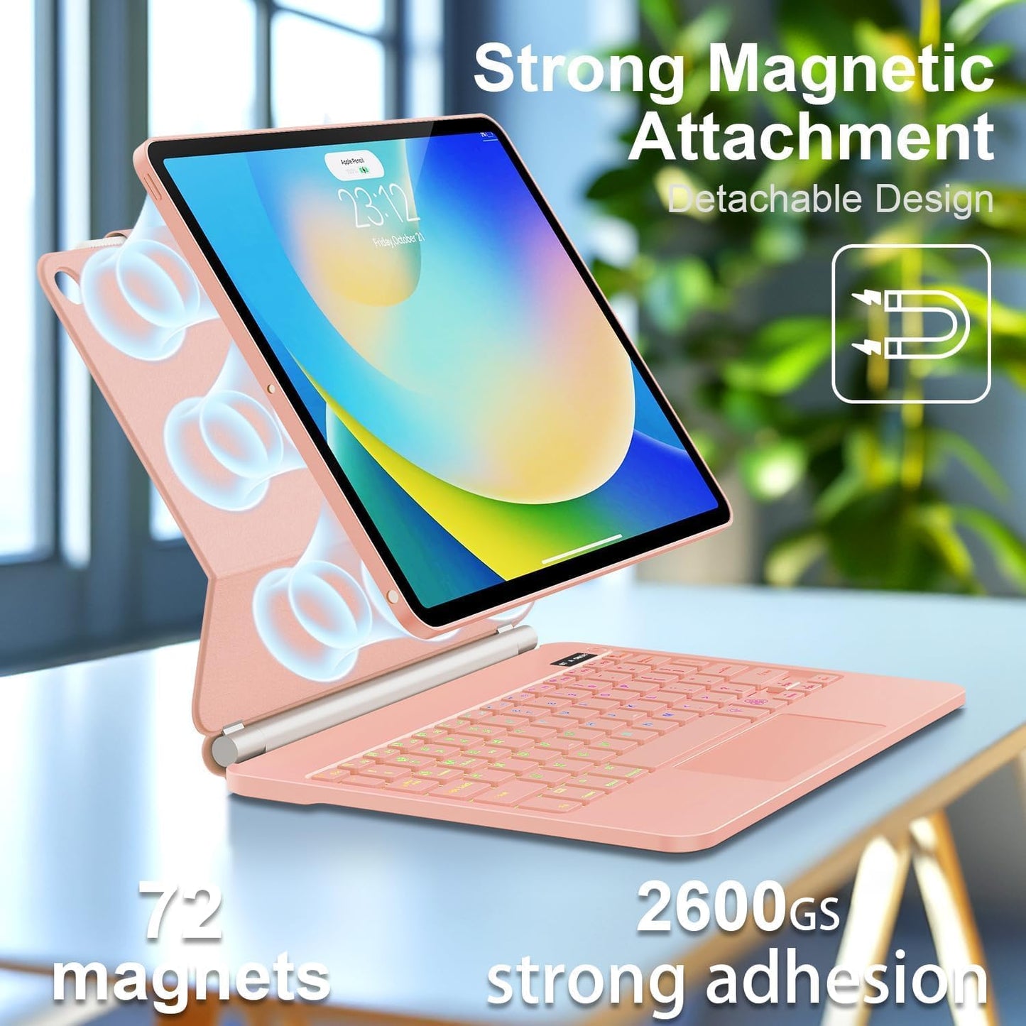 for iPad 9th Generation Case with Keyboard,Magic Style Keyboard Case for iPad 9th/8th/7th Gen 10.2 inch - Floating Cantilever Magnetic Stand Multi-Touch Trackpad (Rose Gold)