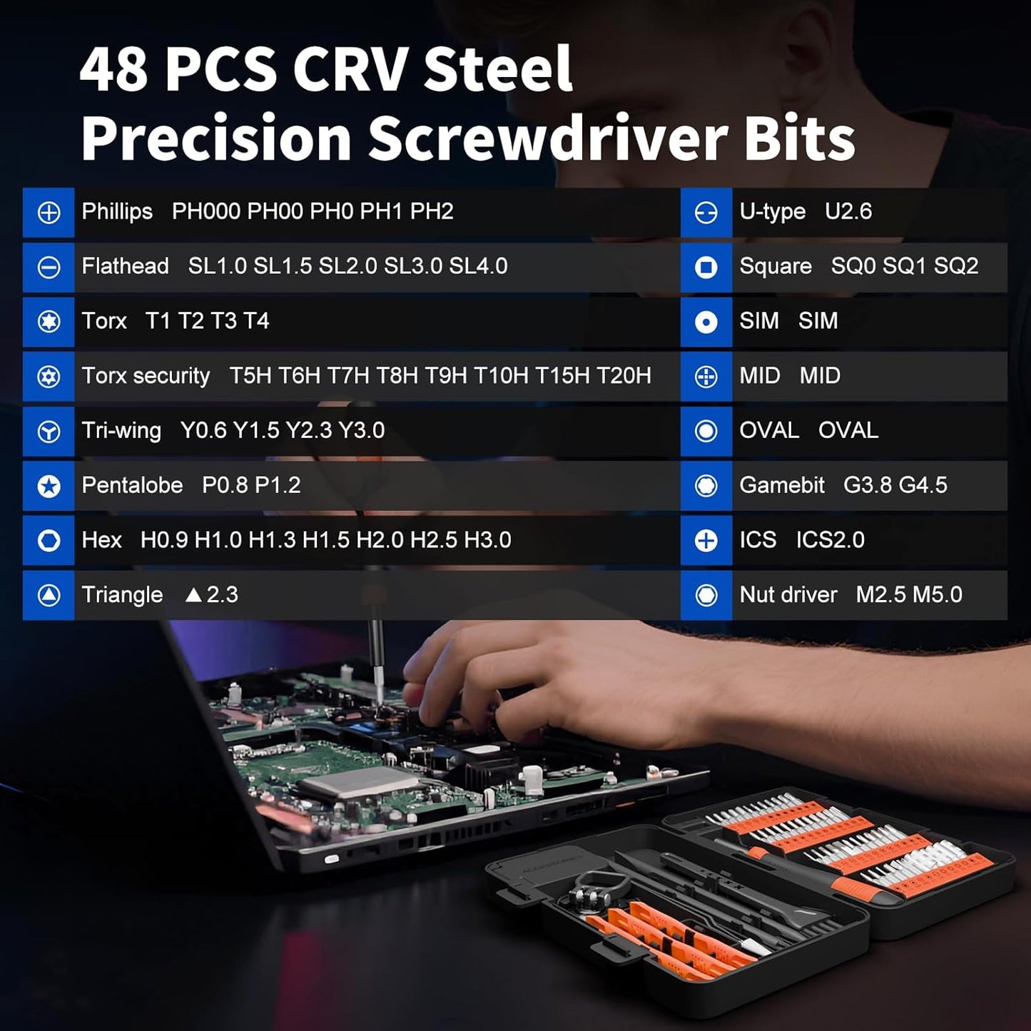 STREBITO Precision Screwdriver Set 64 in 1 Small Screwdriver Set with Torx, Triwing, Pentalobe Star, Mini Repair Tool Kit for Computer, PC, Laptop, Phone, PS5, XBOX, Switch, Eyeglasses, Electronic