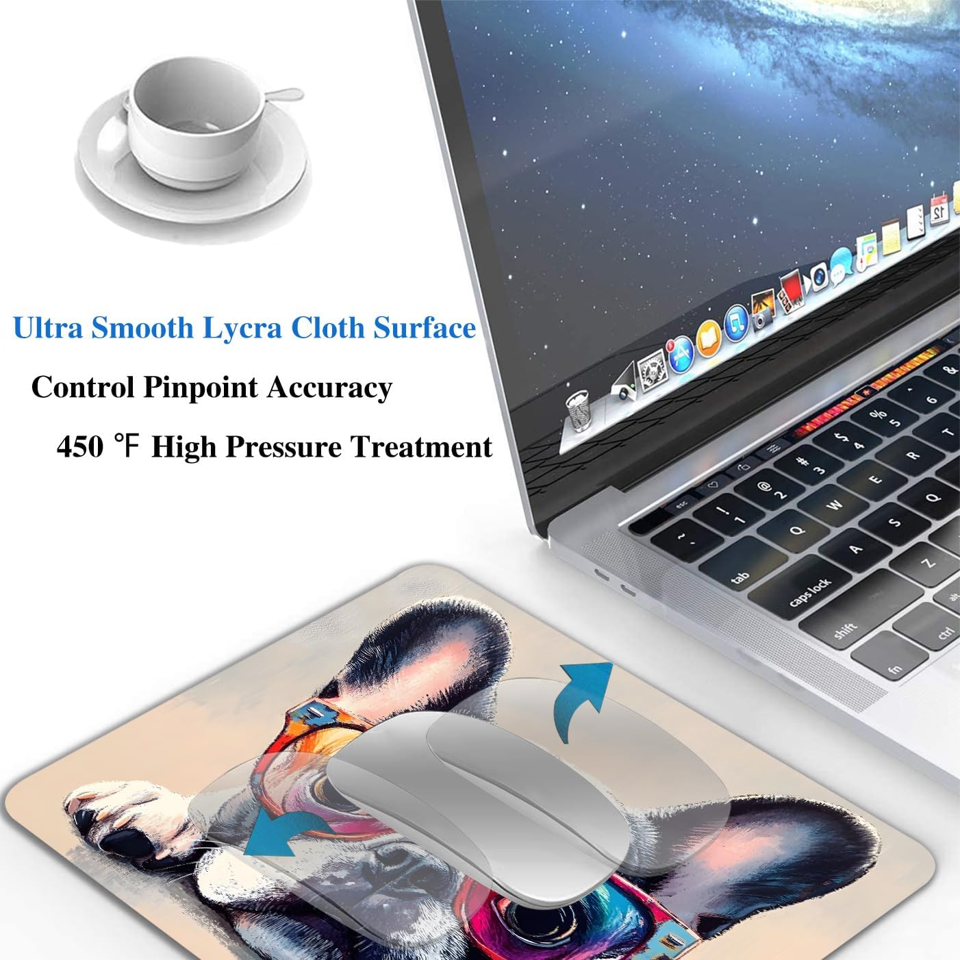 Funny Bulldog Dog Mouse Pads for Desk, Portable Wireless Computer Mouse pad Small Design with Women, Non-Slip Rubber Base Laptop Mousepad 9.5" x 7.9" Smooth Surface for Office & Travel