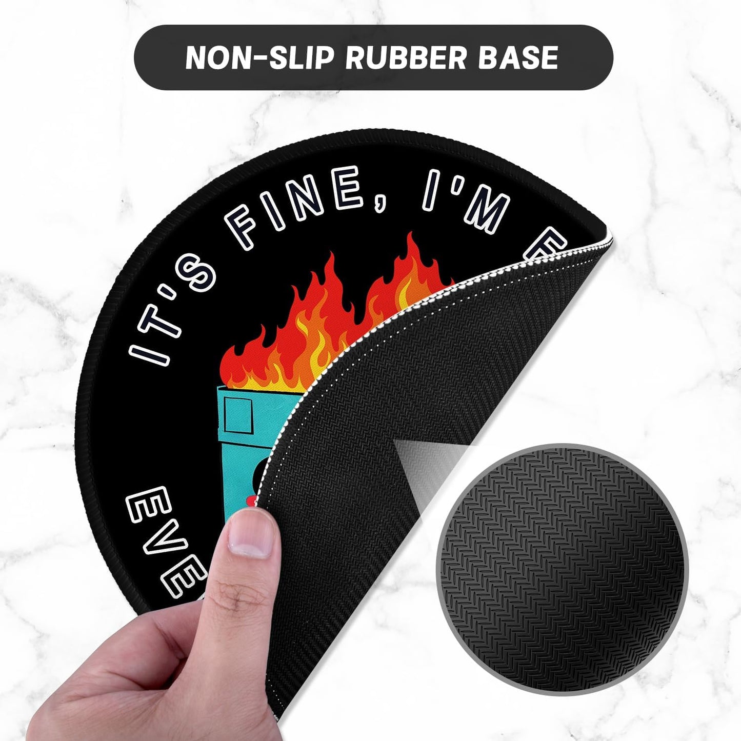 ITNRSIIET Round Mouse Pad with Stitched Edge Premium-Textured Waterproof Non-Slip Rubber Base Desktop Protection Mat Diameter 8.7 inches, Cute Dumpster