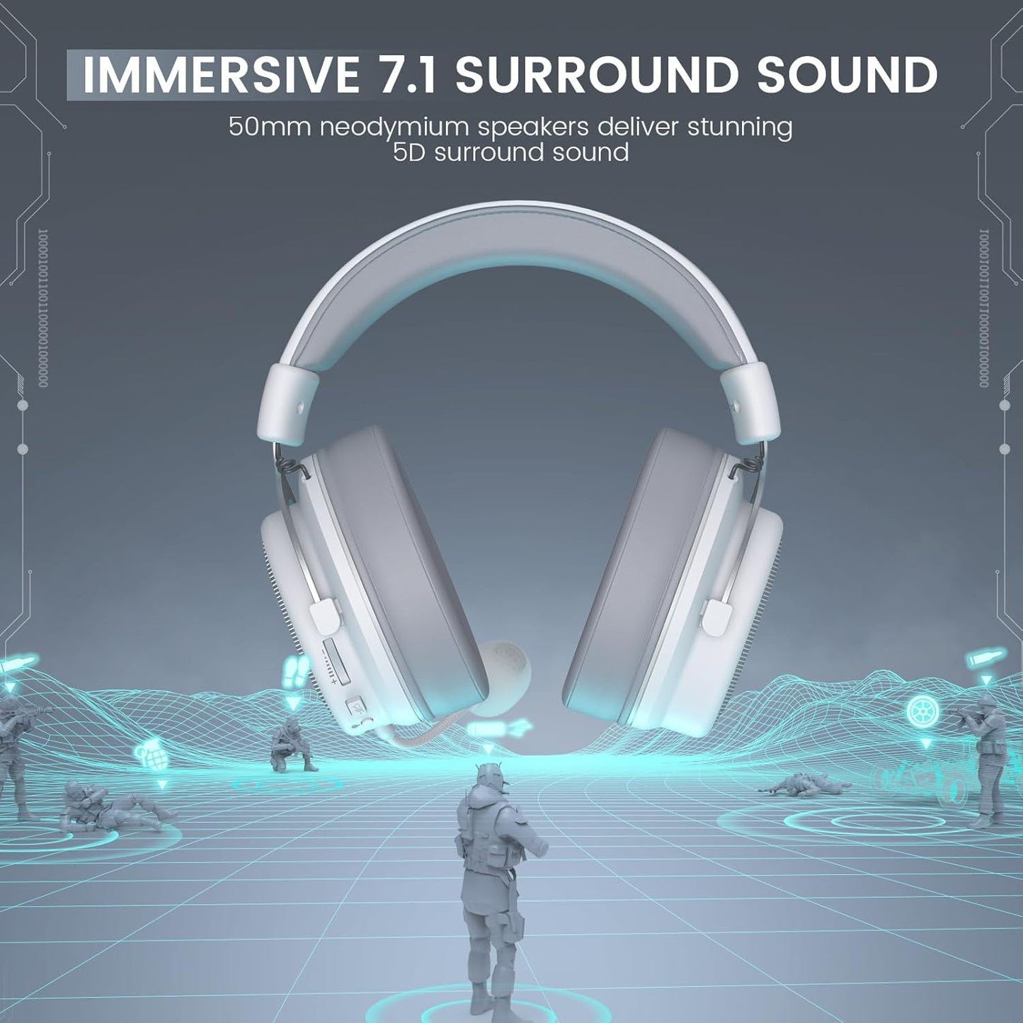 EKSA USB Gaming Headset for PC, Computer Headphones with Detachable Noise Cancelling Microphone, 7.1 Surround Sound, 50MM Driver, Wired Headset with Mic for PS4/PS5, Xbox One, Laptop, Work