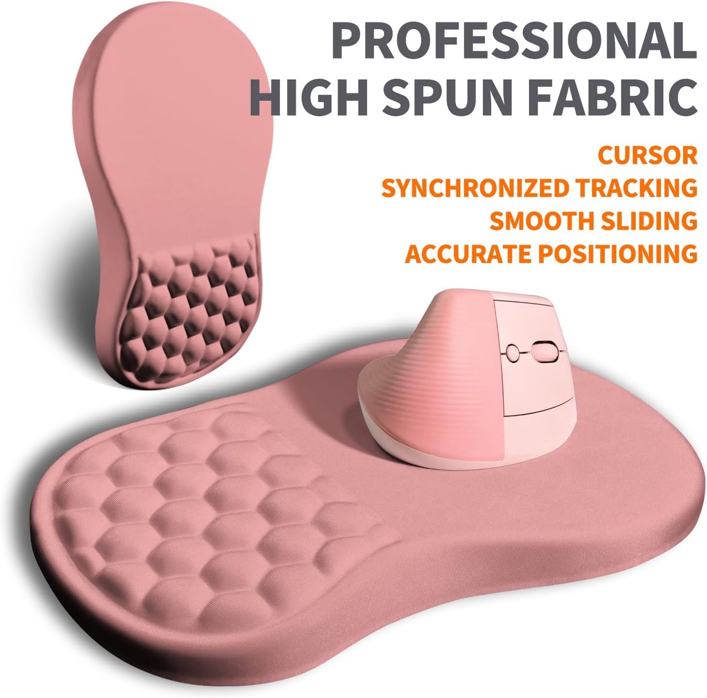 Ergonomic Joint Wrist Support Mouse Pad with Memory Foam Cushion Massage Bump, Carpal Tunnel Pain Relief Mousepad Slope Design for Wrist Rest, 11.8x7.9 in, Pink