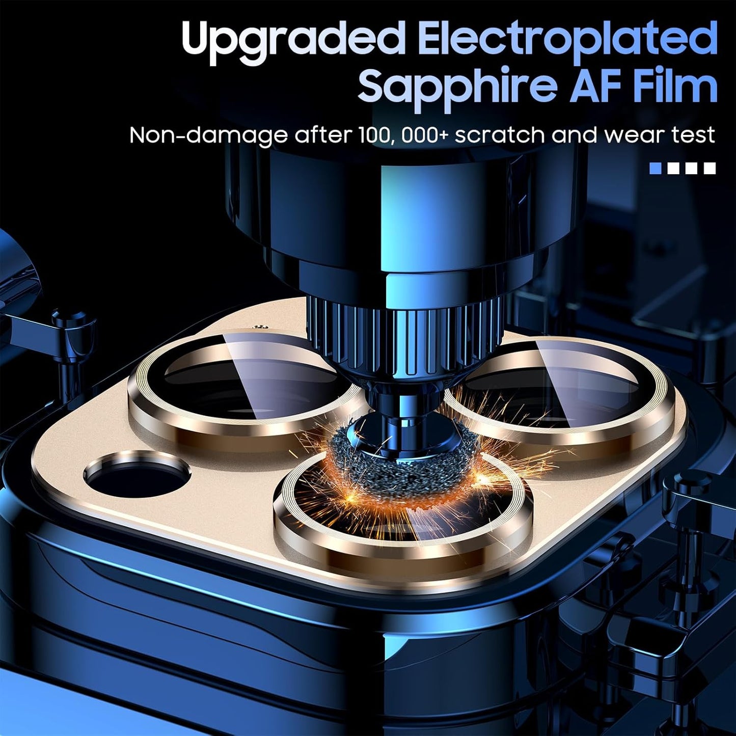 Uyiton for iPhone 13 Pro/iPhone 13 Pro Max Camera Lens Protector, [Strong Adsorption] [Drop Protection] Metal Ring Tempered Glass Rear Camera Screen Cover - Gold